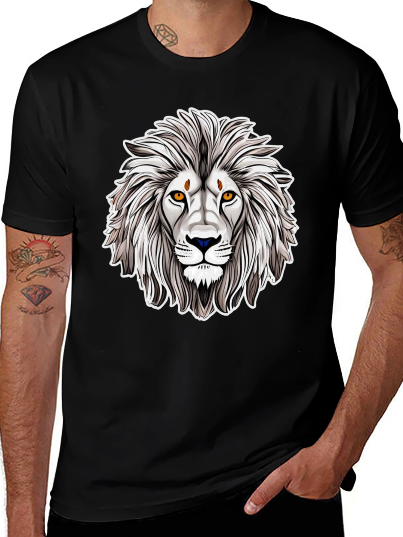 Lion Graphic Black T-Shirt - Cool Animal Tee