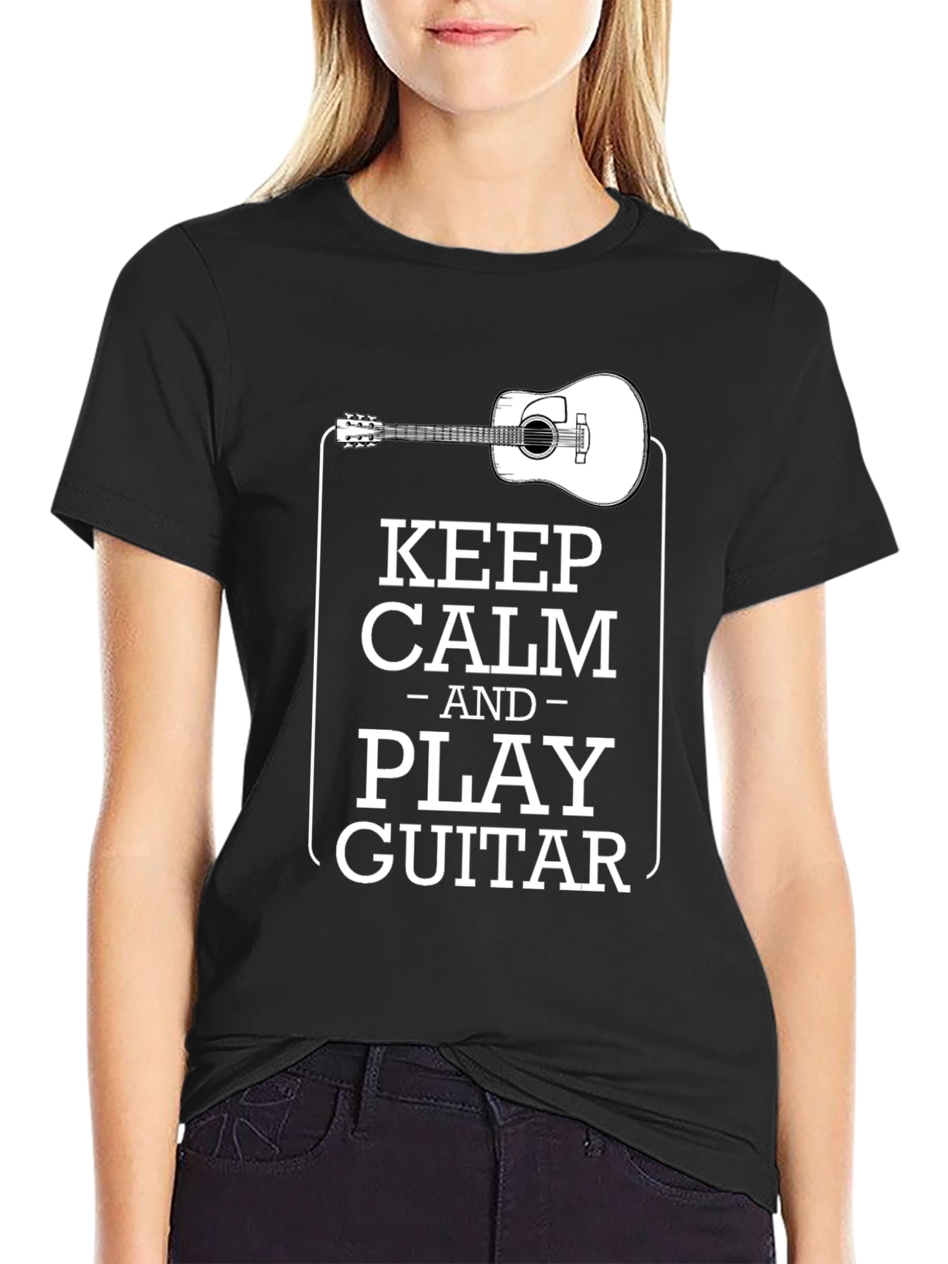 Keep Calm and Play Guitar Graphic T-Shirt
