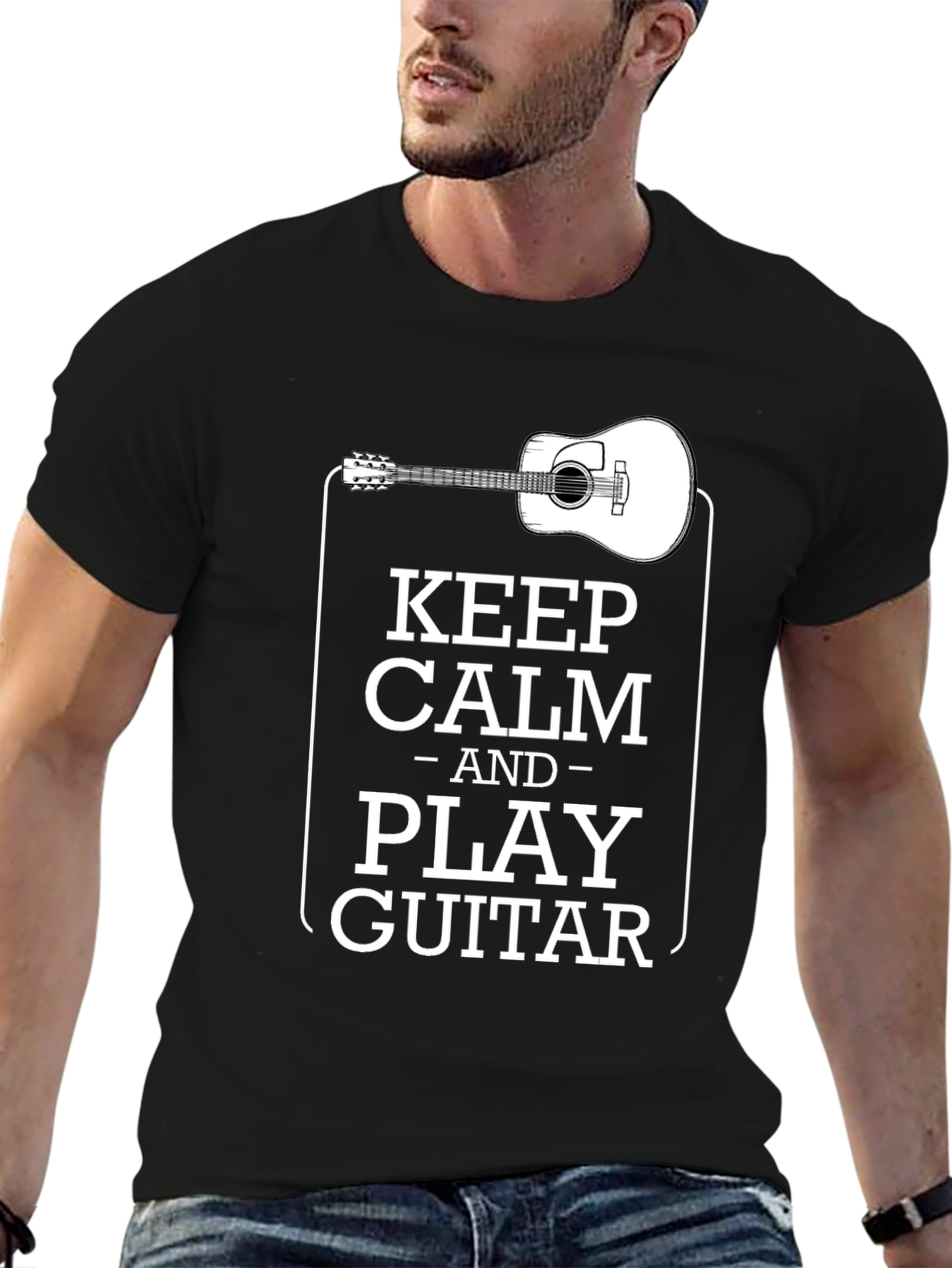 Keep Calm and Play Guitar Graphic T-Shirt