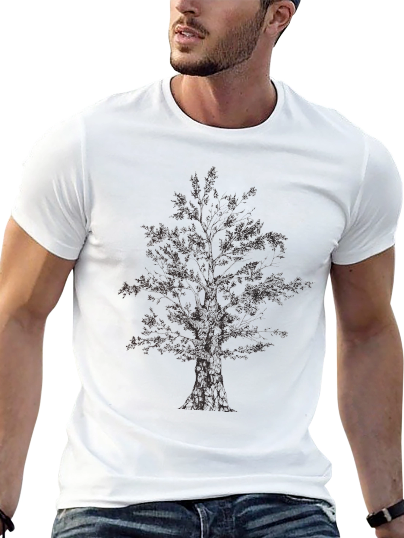 Mens Black Tree Graphic Tee - Casual Style