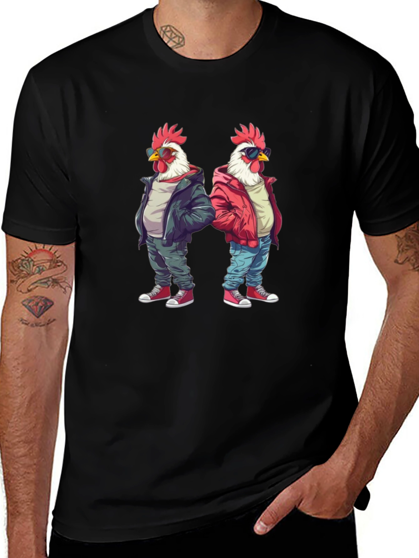 Cool Chicken Graphic Tee - Black Cotton Shirt