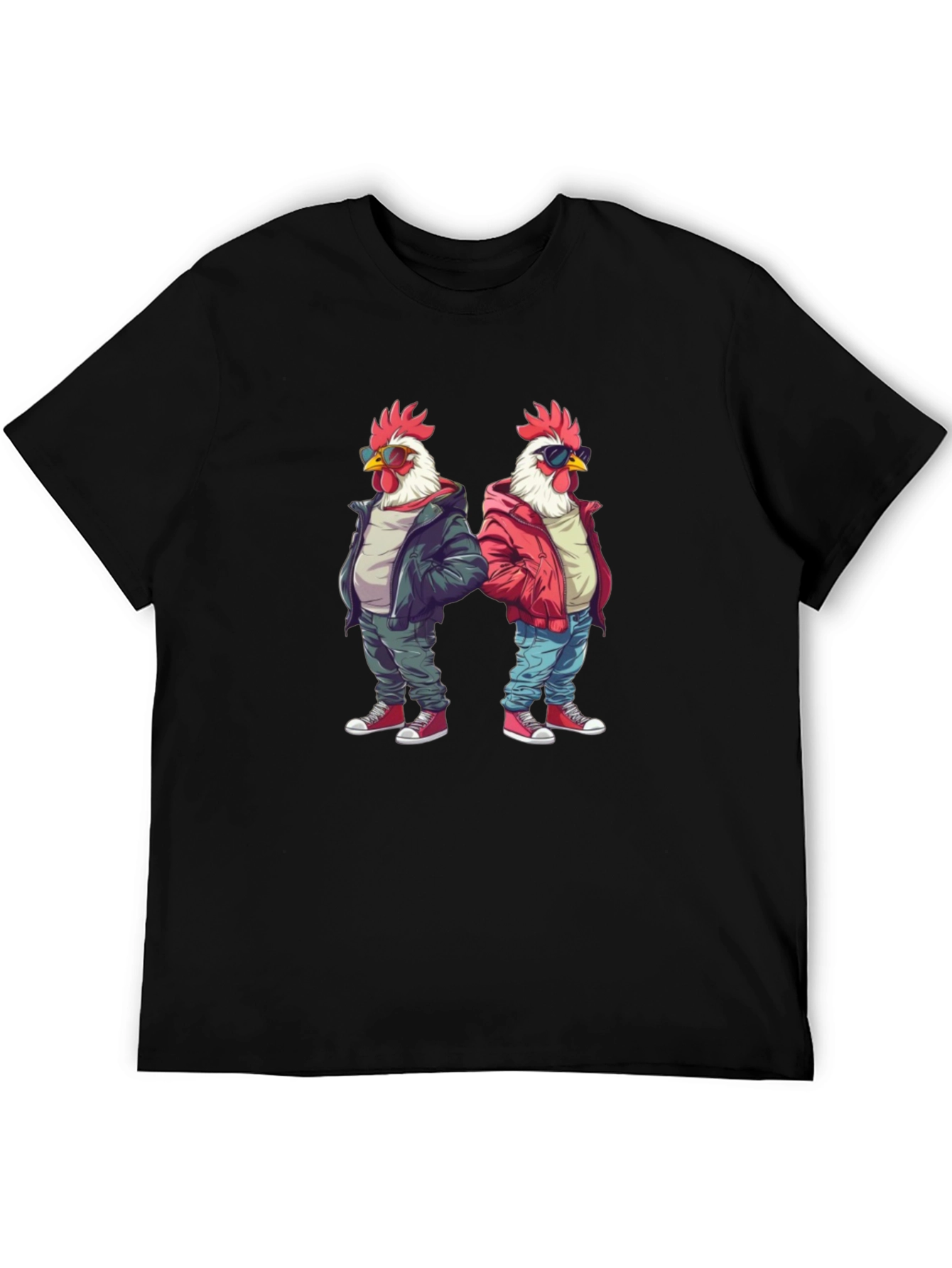 Cool Chicken Graphic Tee - Black Cotton Shirt