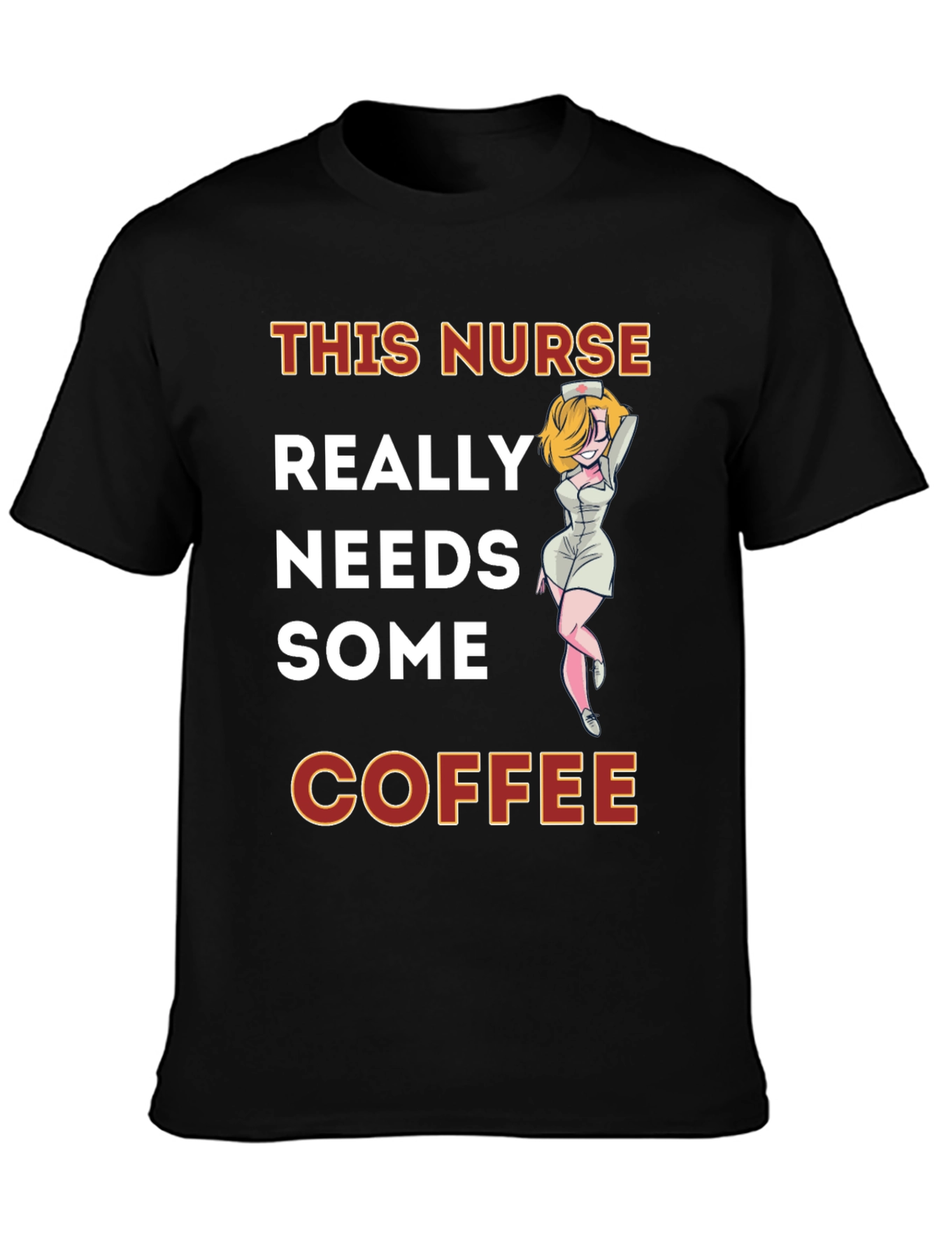 Nurse Needs Coffee Graphic Tee - Black Cotton T-Shirt