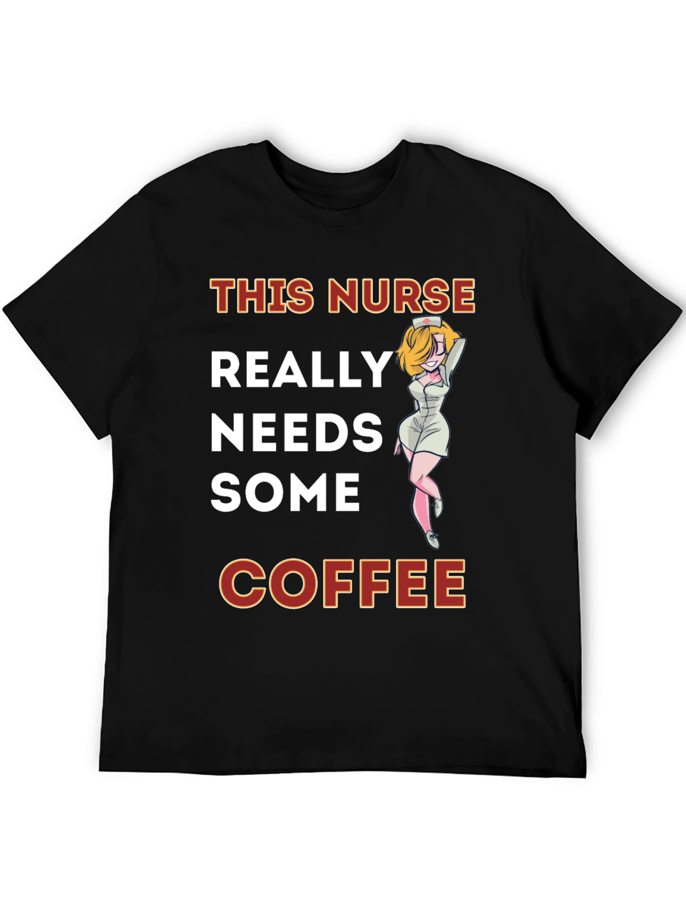 Nurse Needs Coffee Graphic Tee - Black Cotton T-Shirt