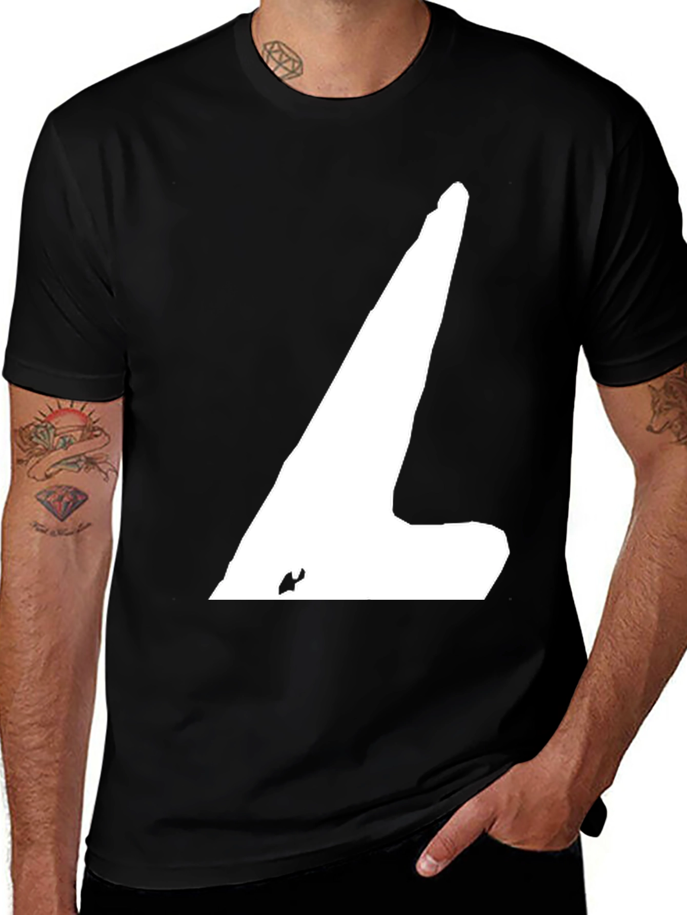 Minimalist Black T-Shirt with Abstract White Design