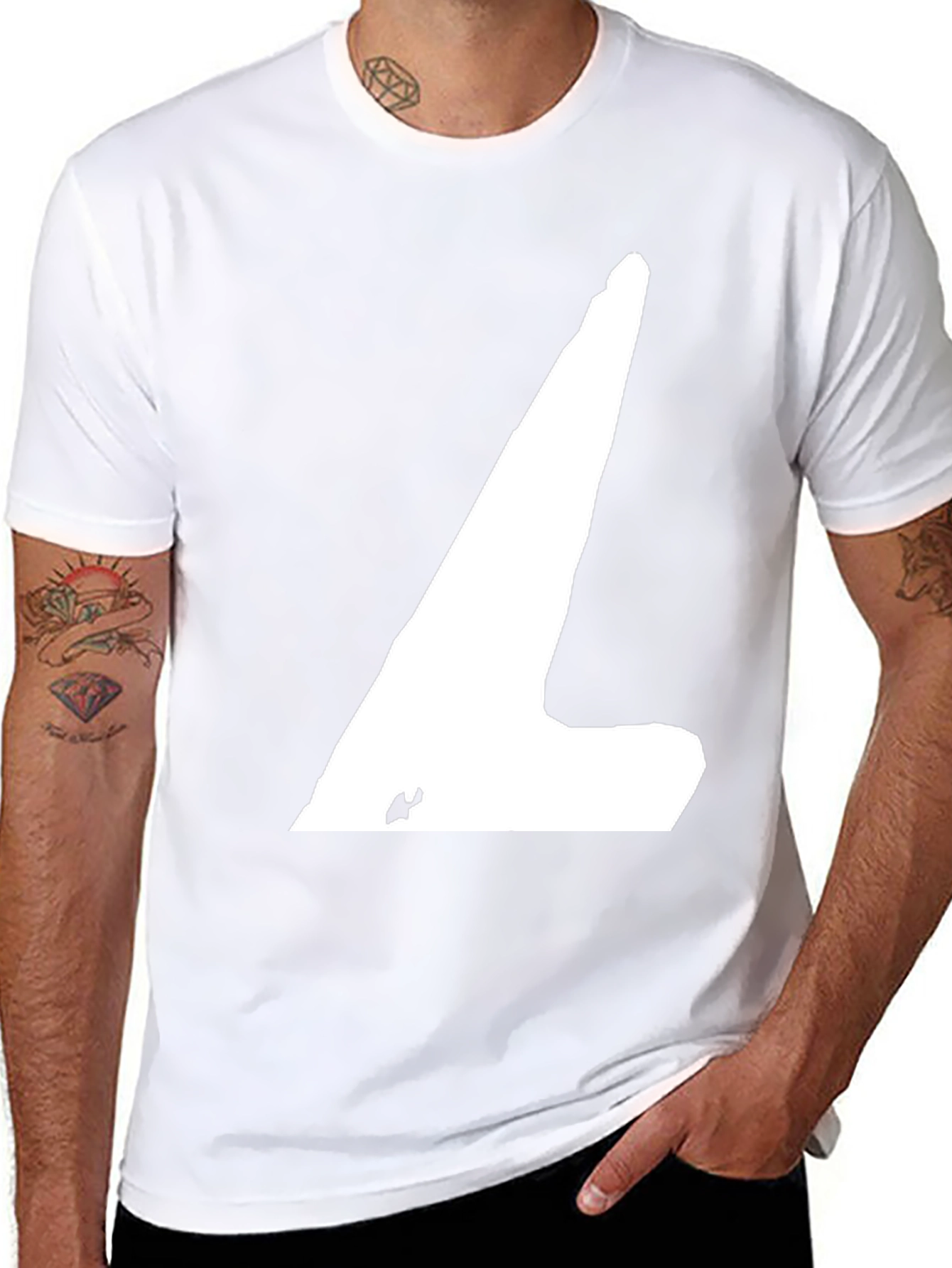 Minimalist Black T-Shirt with Abstract White Design