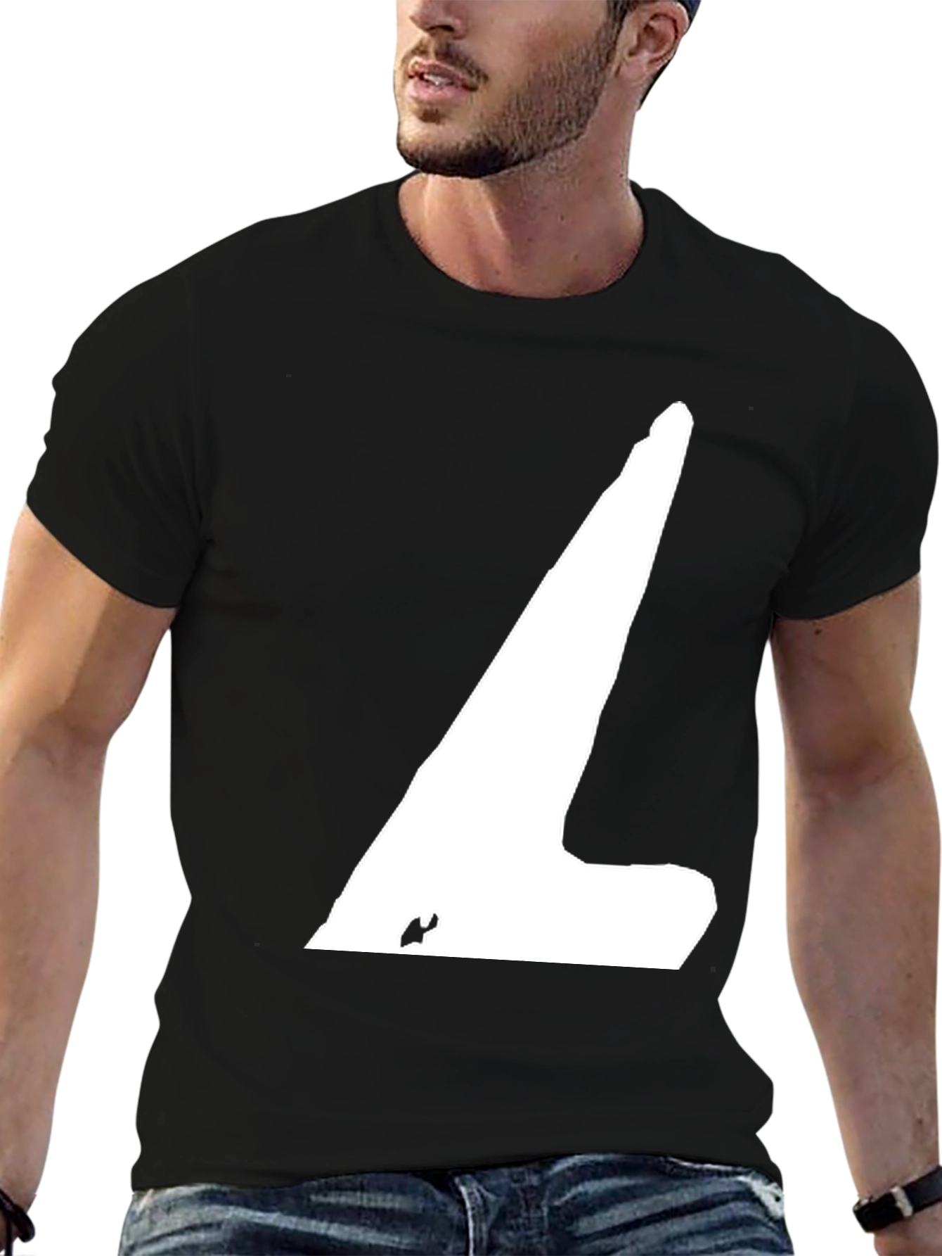 Minimalist Black T-Shirt with Abstract White Design