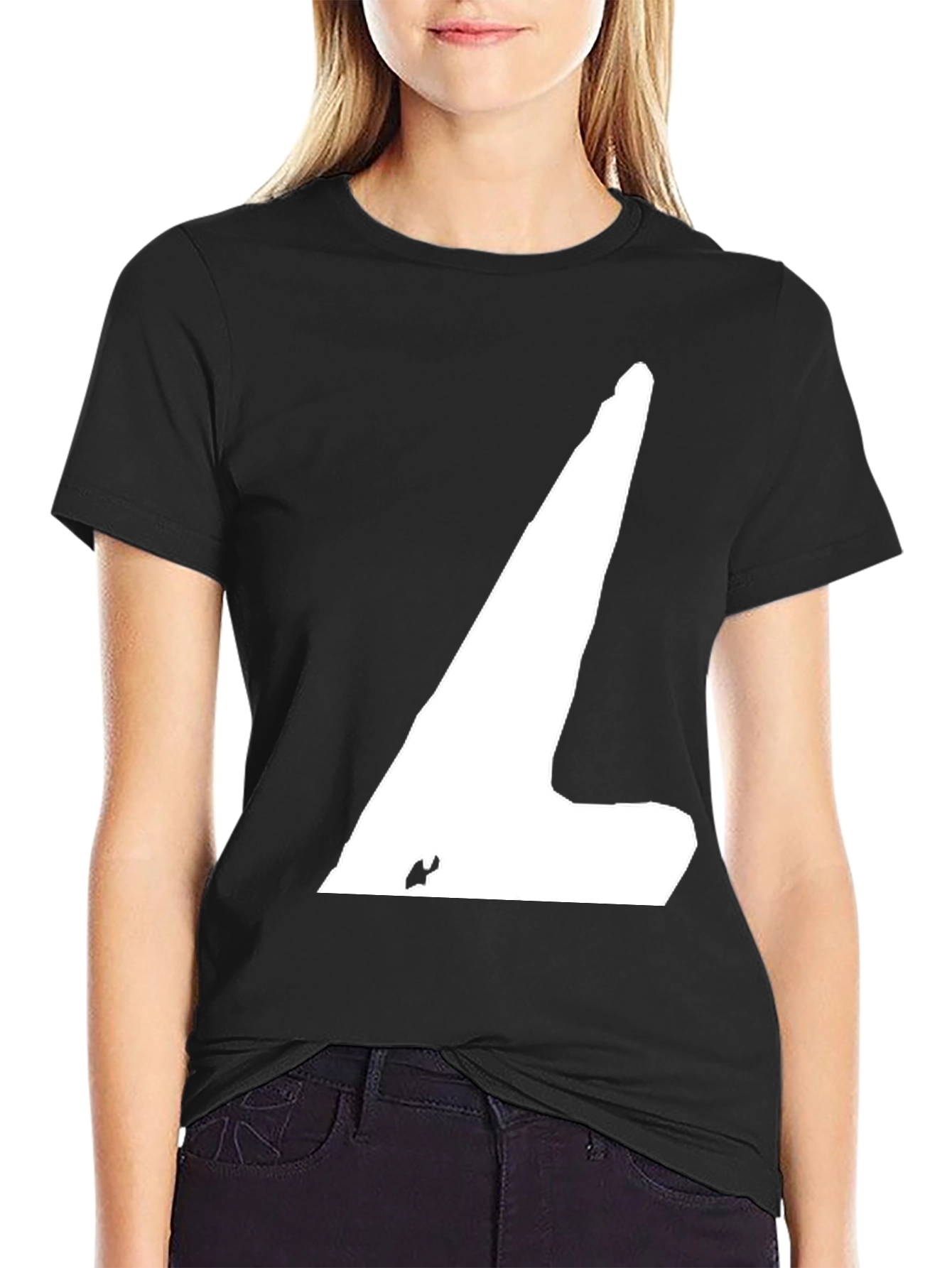 Minimalist Black T-Shirt with Abstract White Design