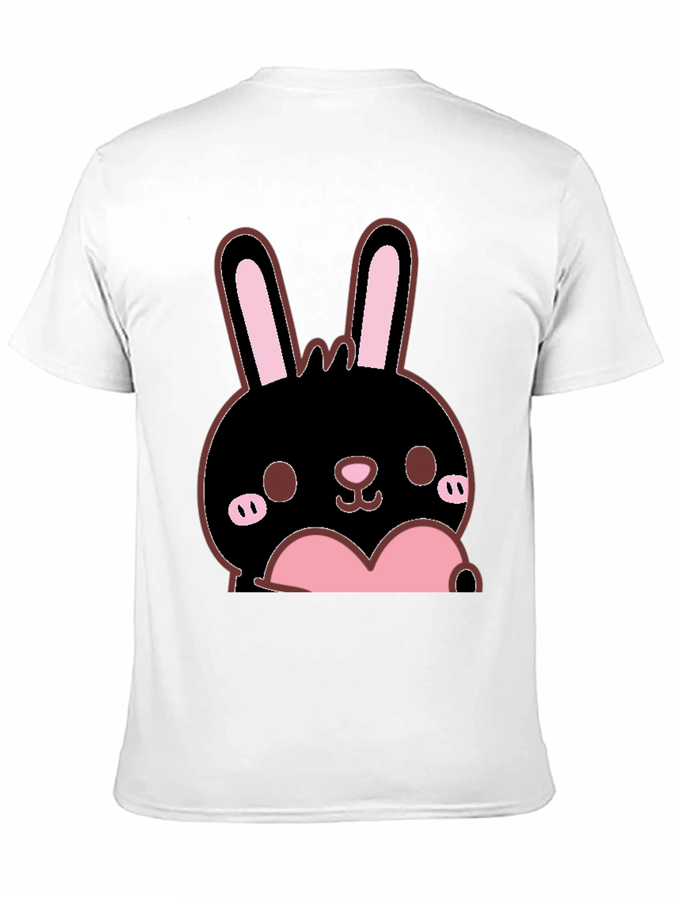 Kawaii Bunny Heart Graphic Tee - Black
