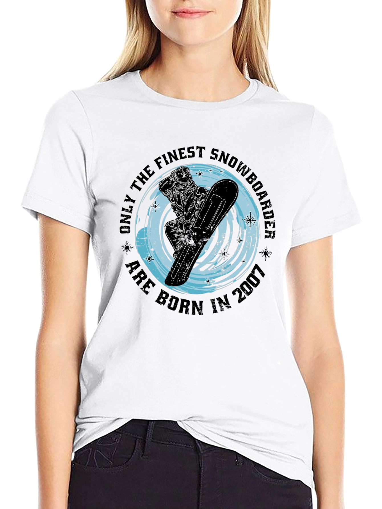 Finest Snowboarder Born in 2007 Black T-Shirt