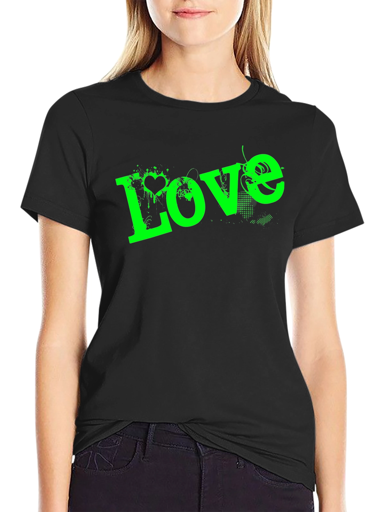 Love Graphic Print Black T-Shirt