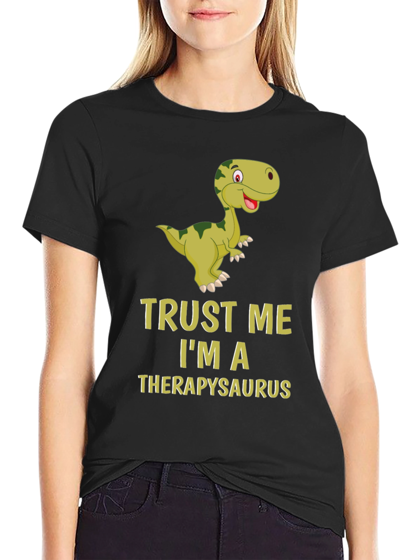 Trust Me Im A Therapysaurus Black T-Shirt