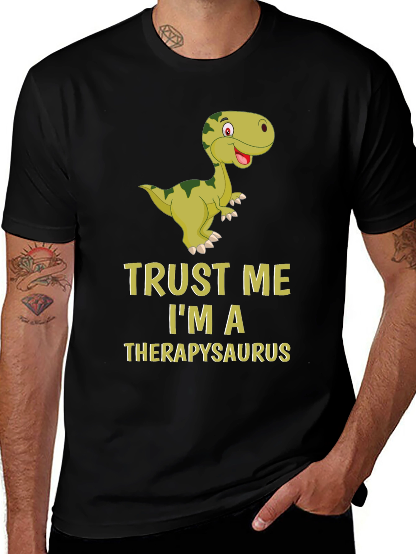 Trust Me Im A Therapysaurus Black T-Shirt
