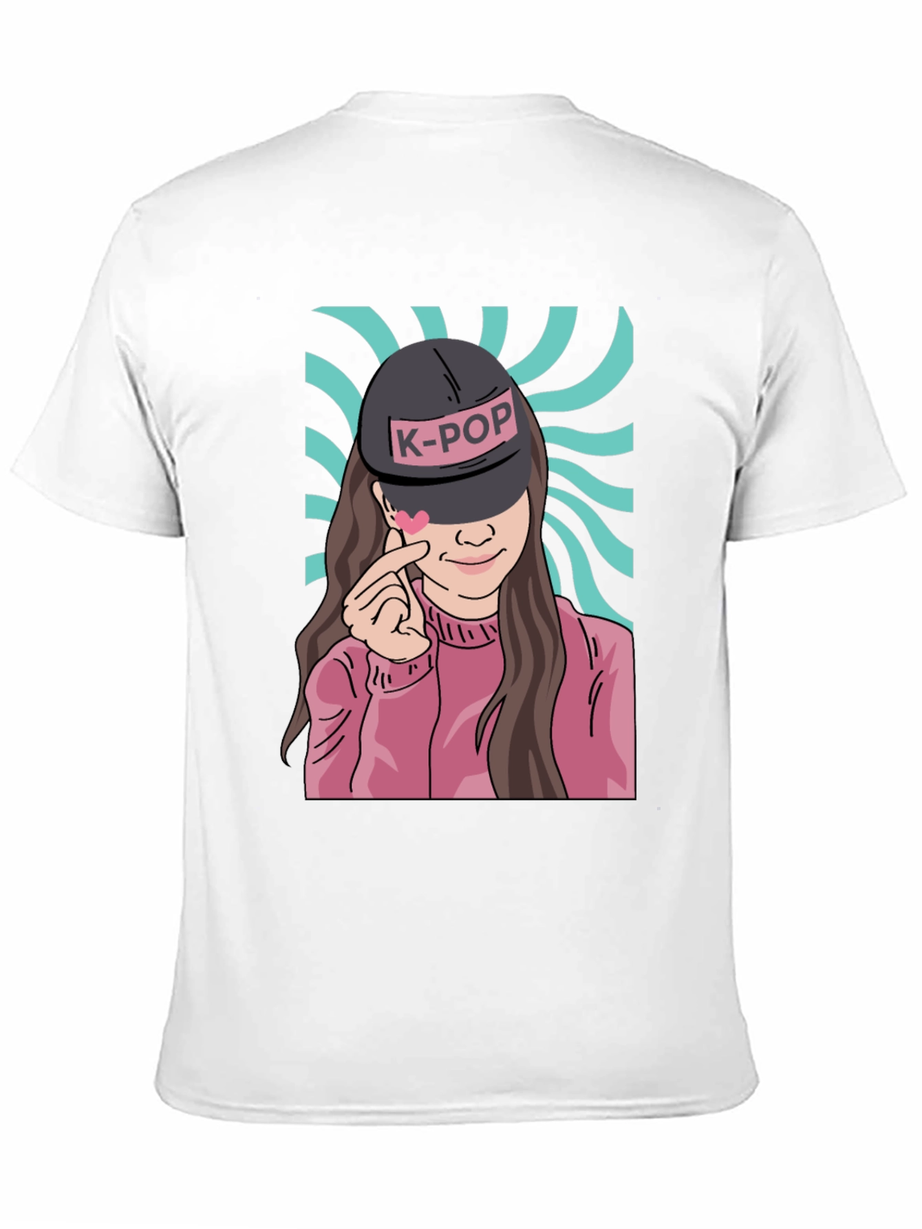 K-Pop Girl Graphic Print Black T-Shirt