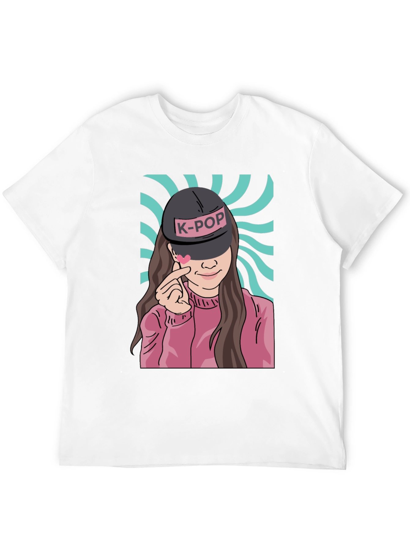 K-Pop Girl Graphic Print Black T-Shirt