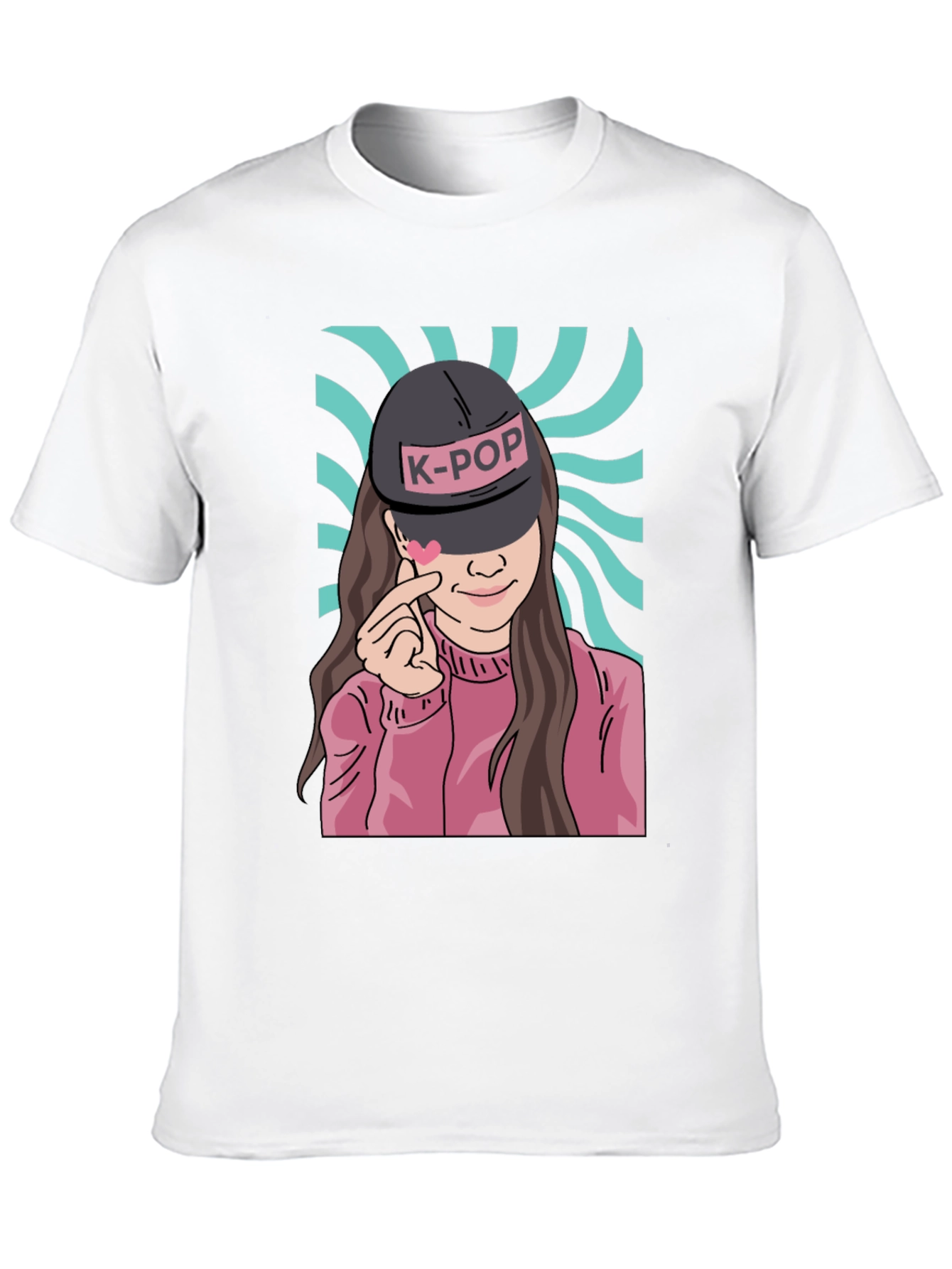 K-Pop Girl Graphic Print Black T-Shirt