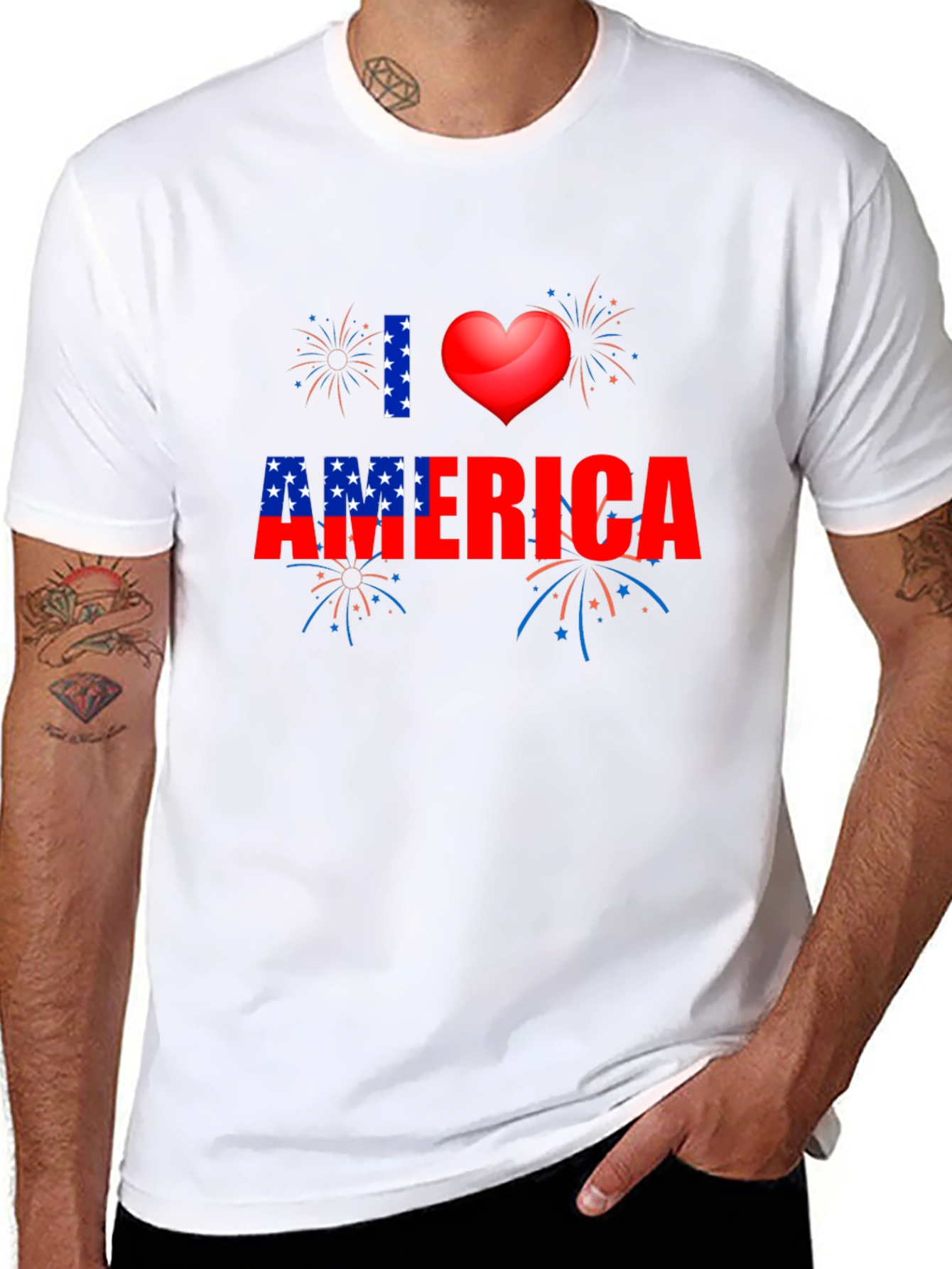 Patriotic I Heart America Black T-Shirt