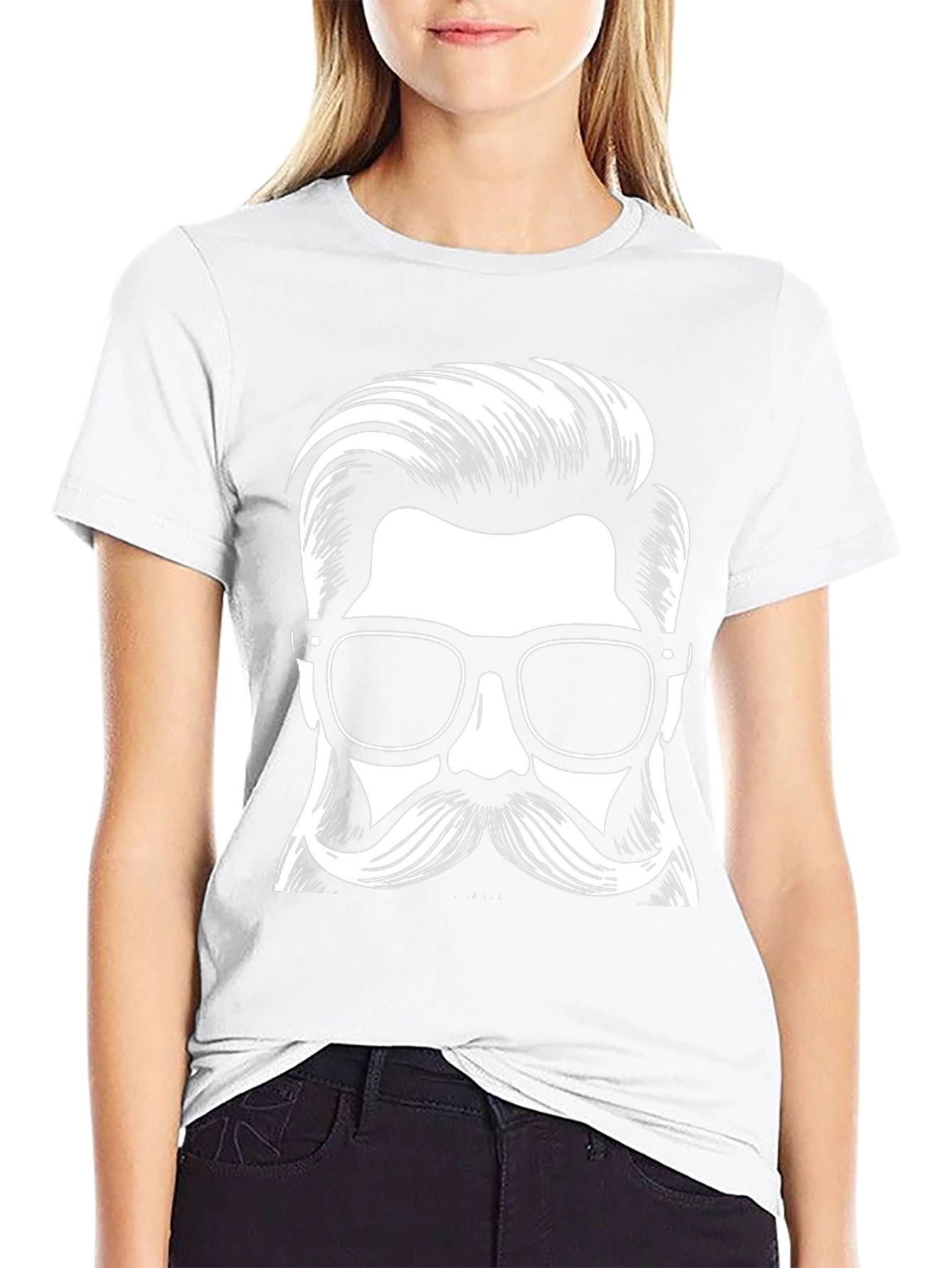 Mens Black Hipster Graphic Tee