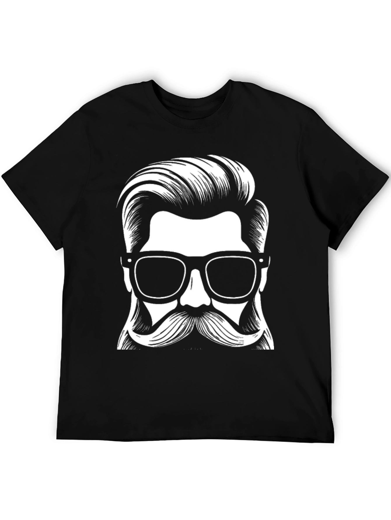 Mens Black Hipster Graphic Tee
