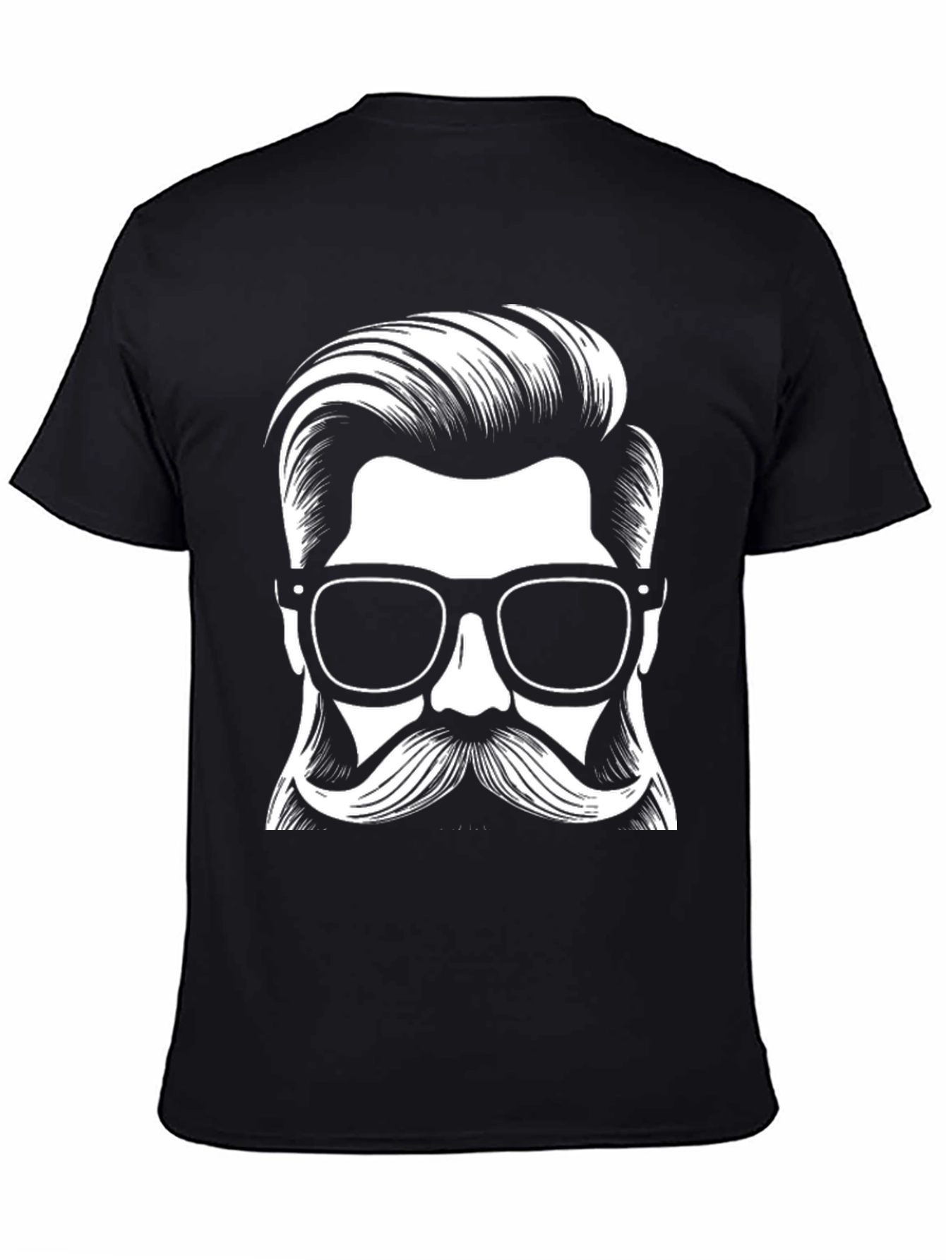 Mens Black Hipster Graphic Tee