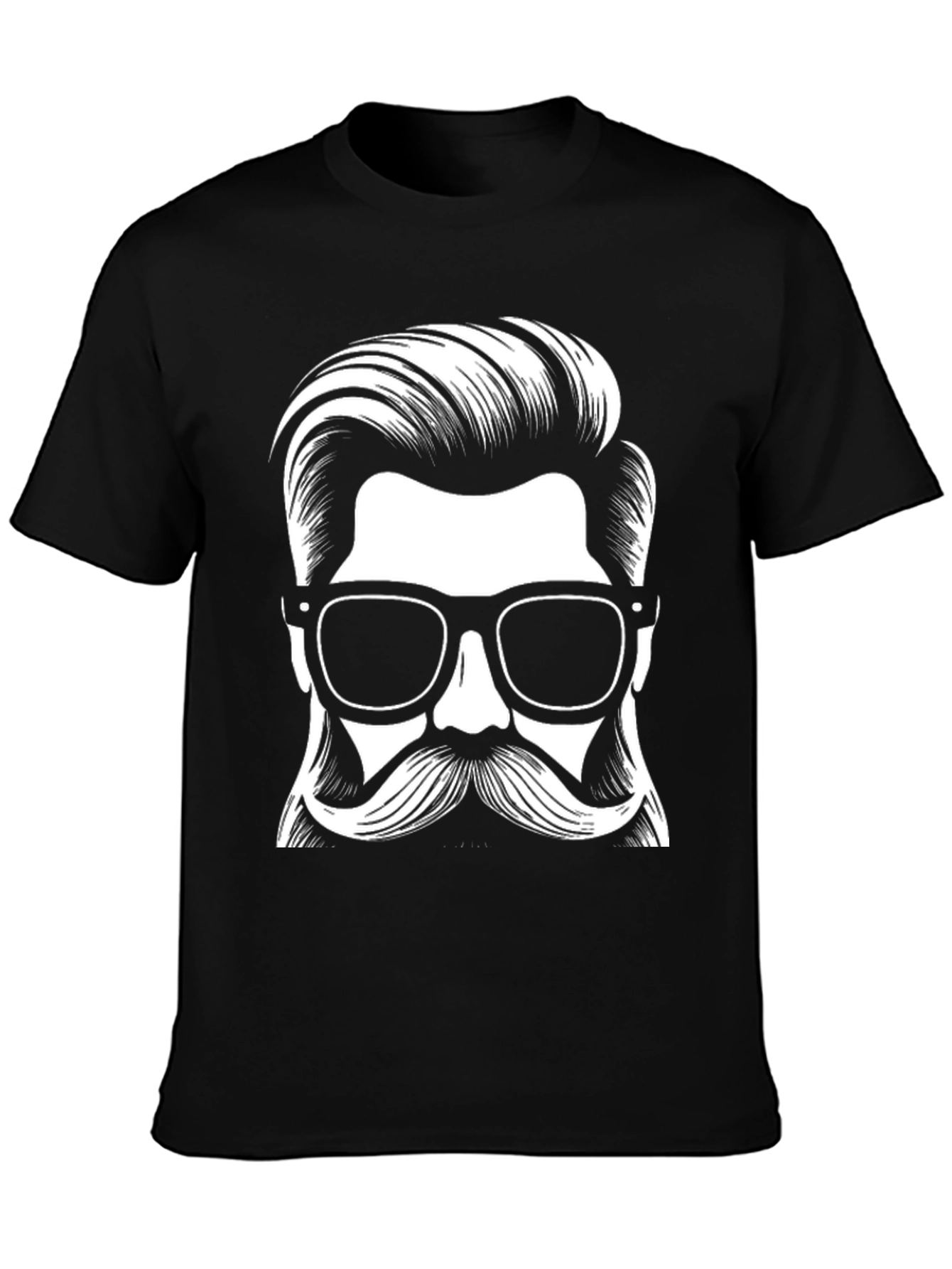 Mens Black Hipster Graphic Tee