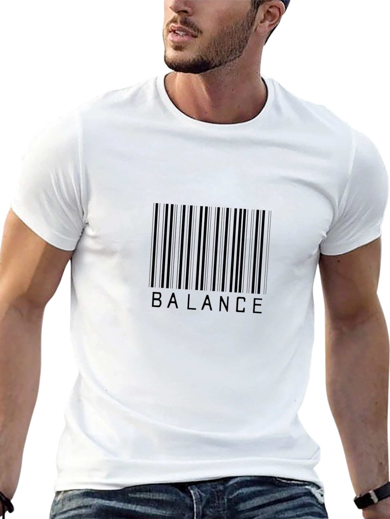 Balance Barcode Black T-Shirt - Mens Graphic Tee