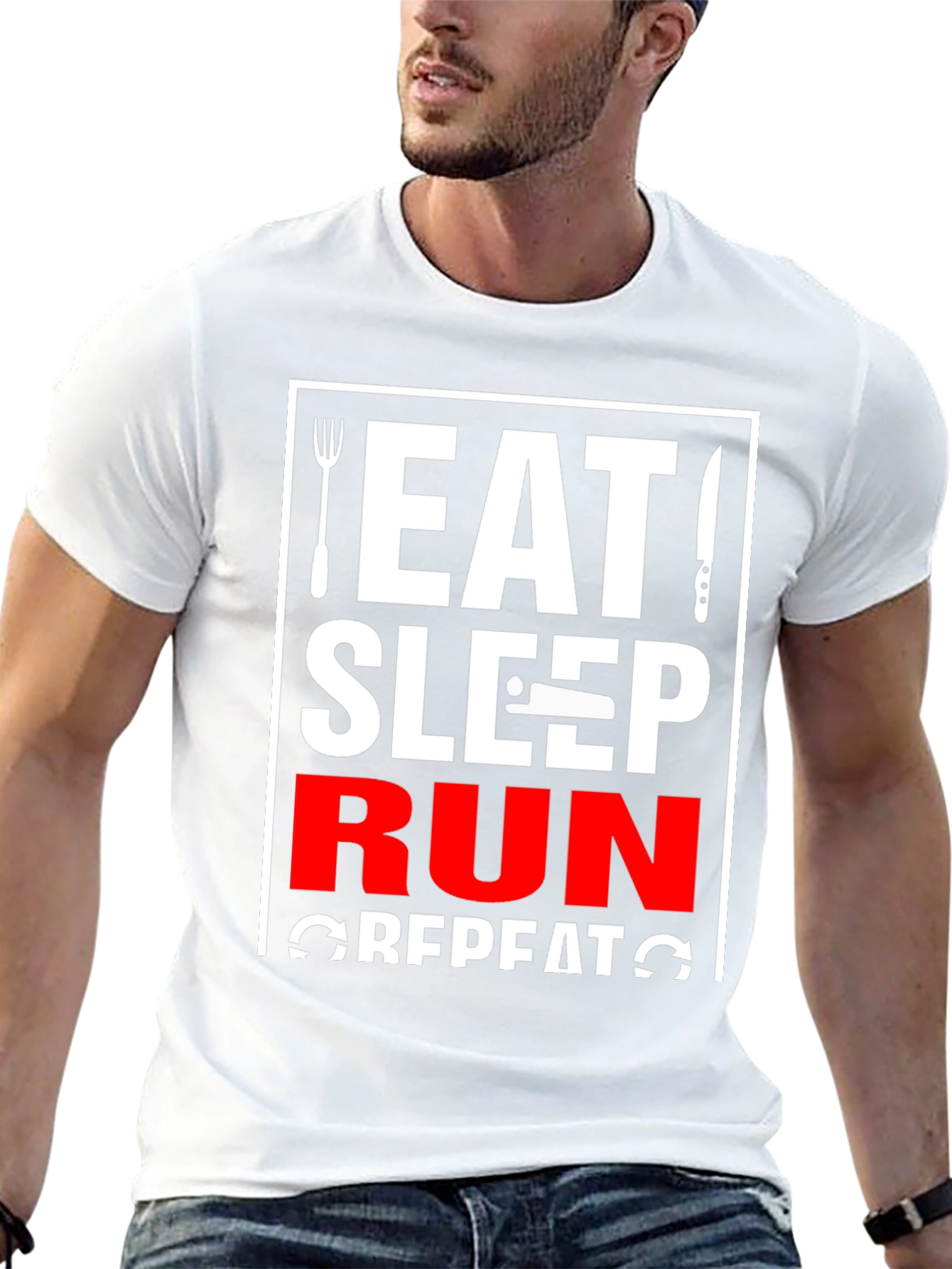 Eat Sleep Run Repeat Black Graphic Tee