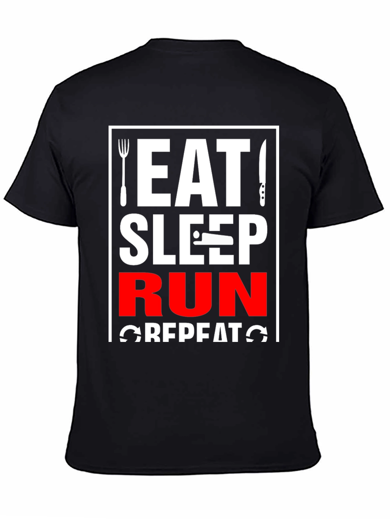 Eat Sleep Run Repeat Black Graphic Tee
