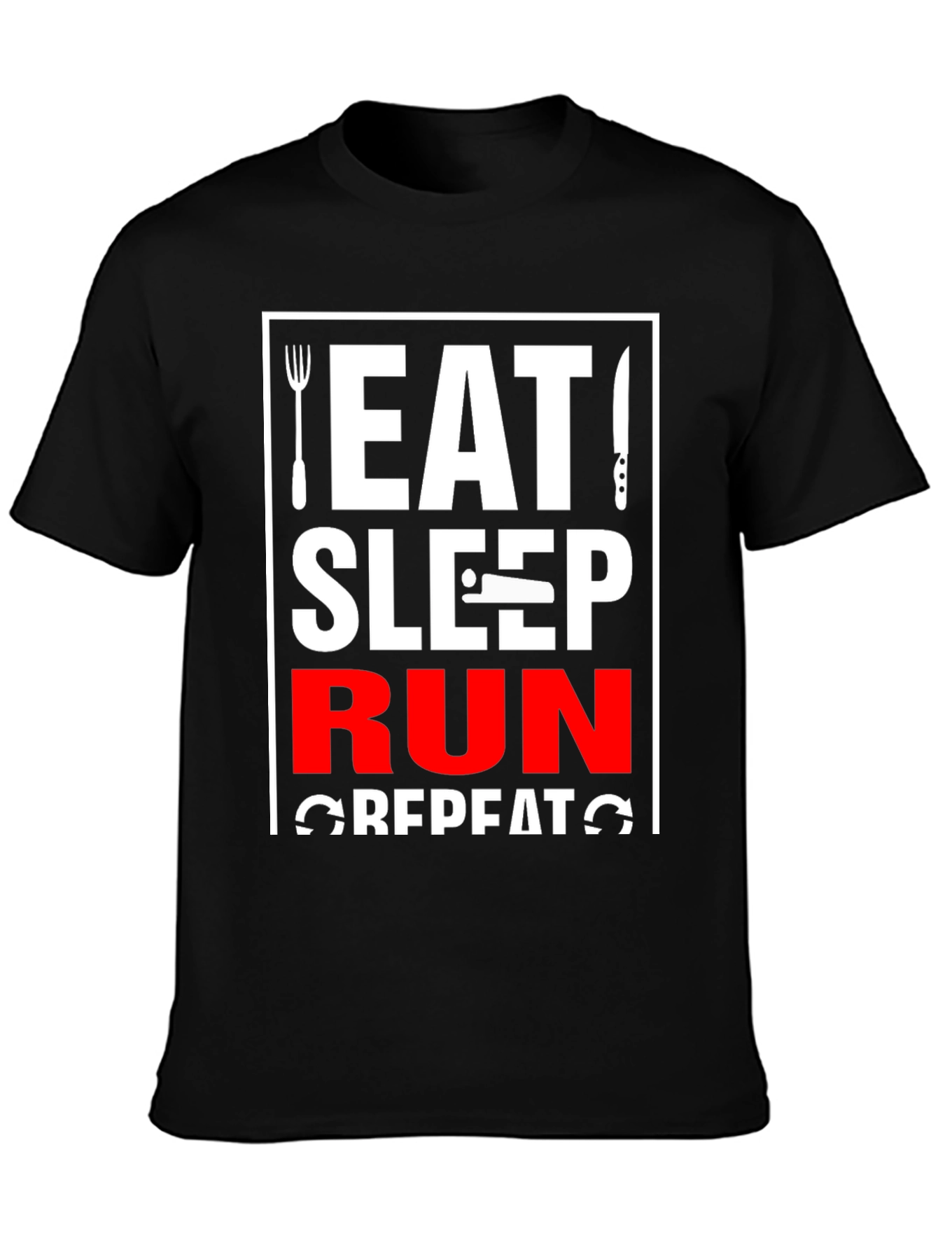 Eat Sleep Run Repeat Black Graphic Tee