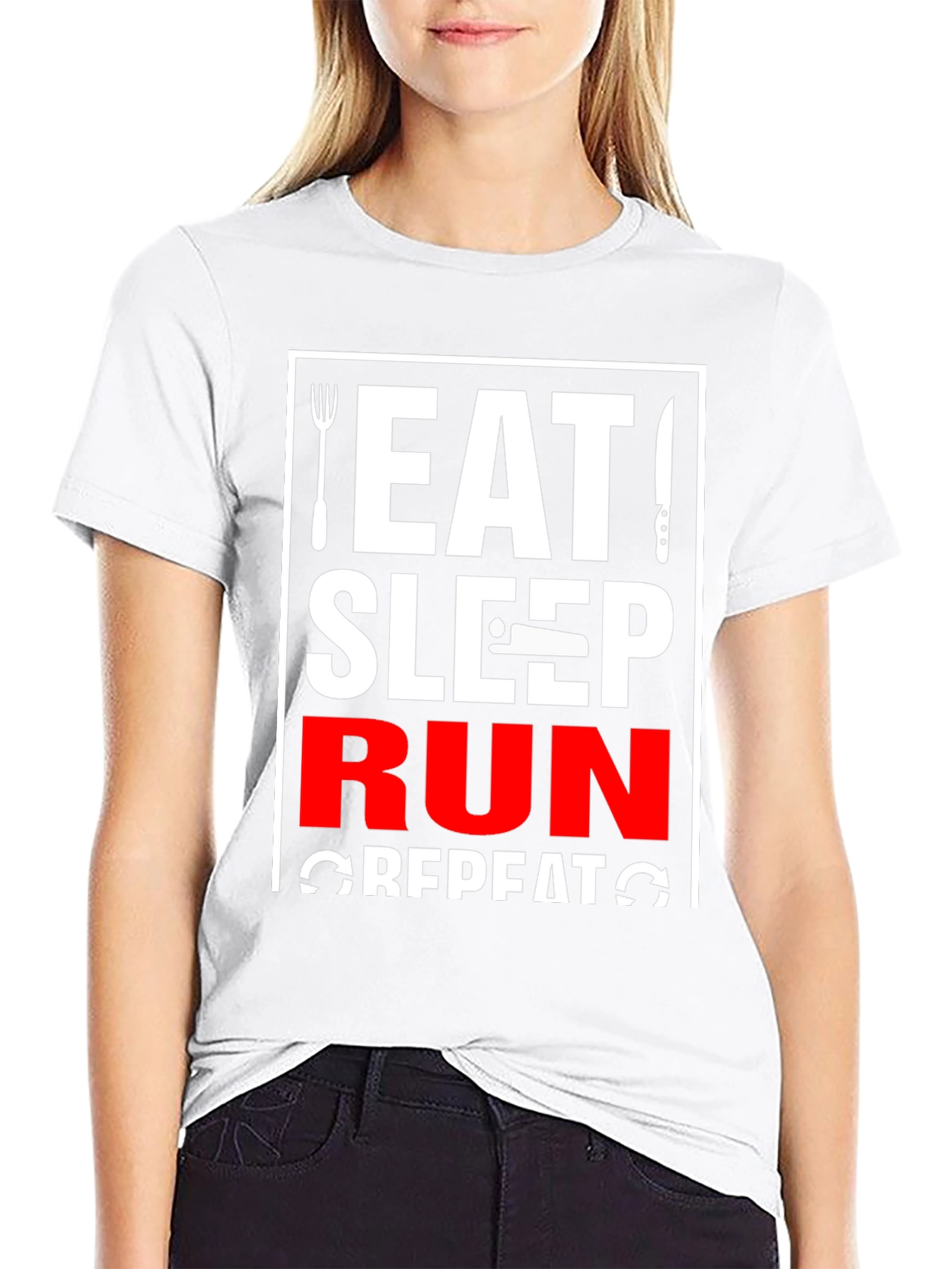 Eat Sleep Run Repeat Black Graphic Tee