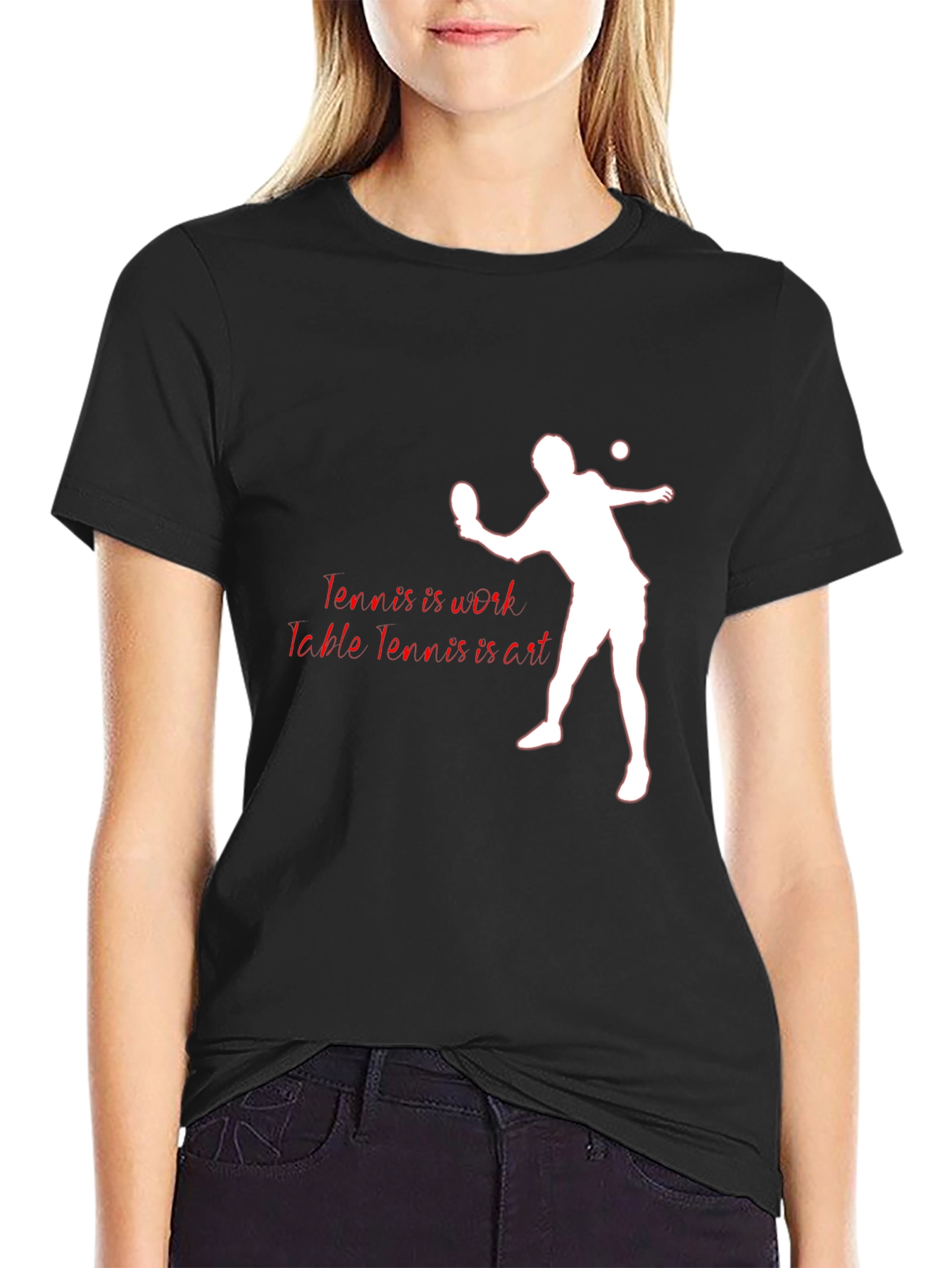 Table Tennis Art Black T-Shirt