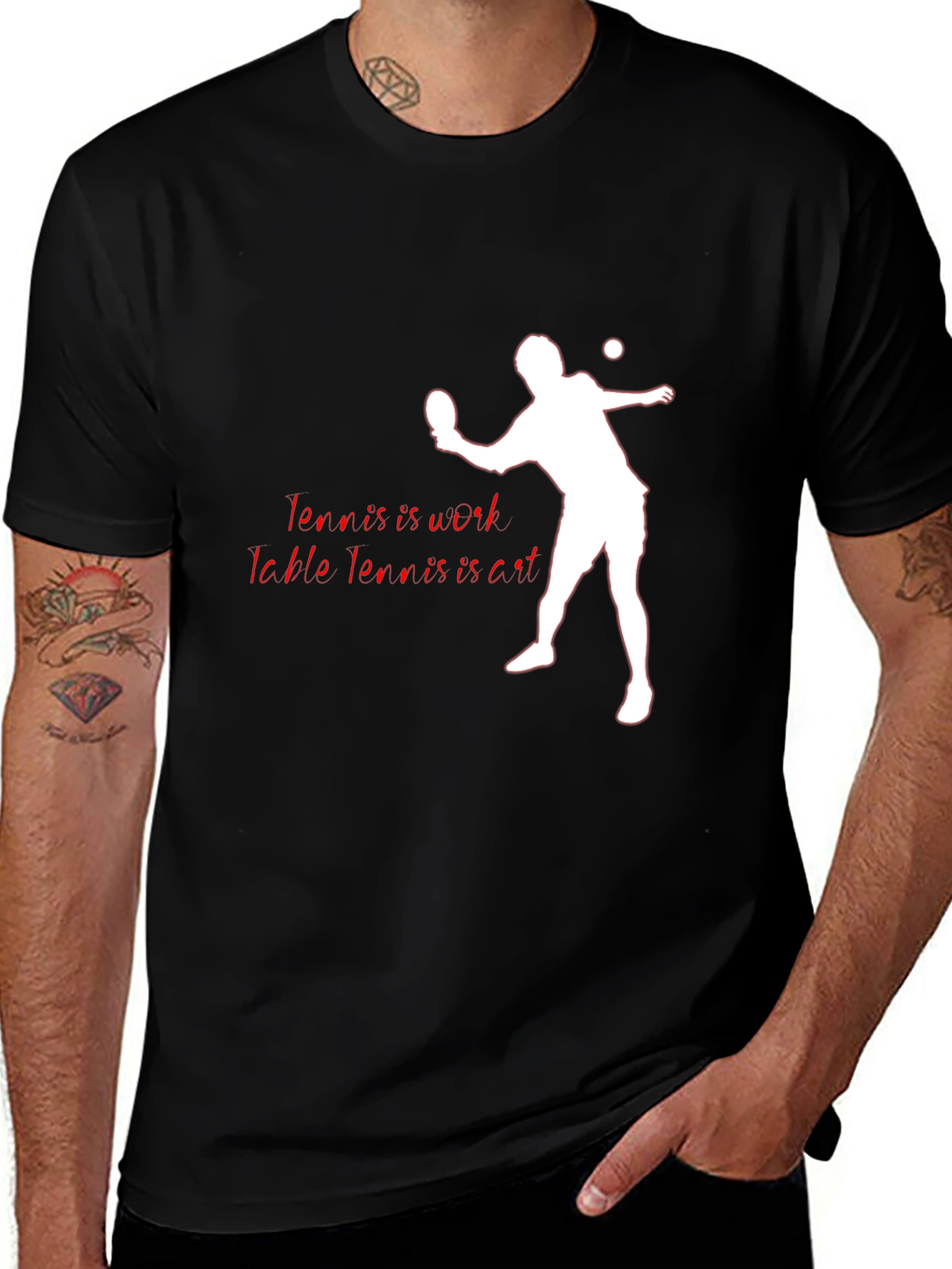 Table Tennis Art Black T-Shirt