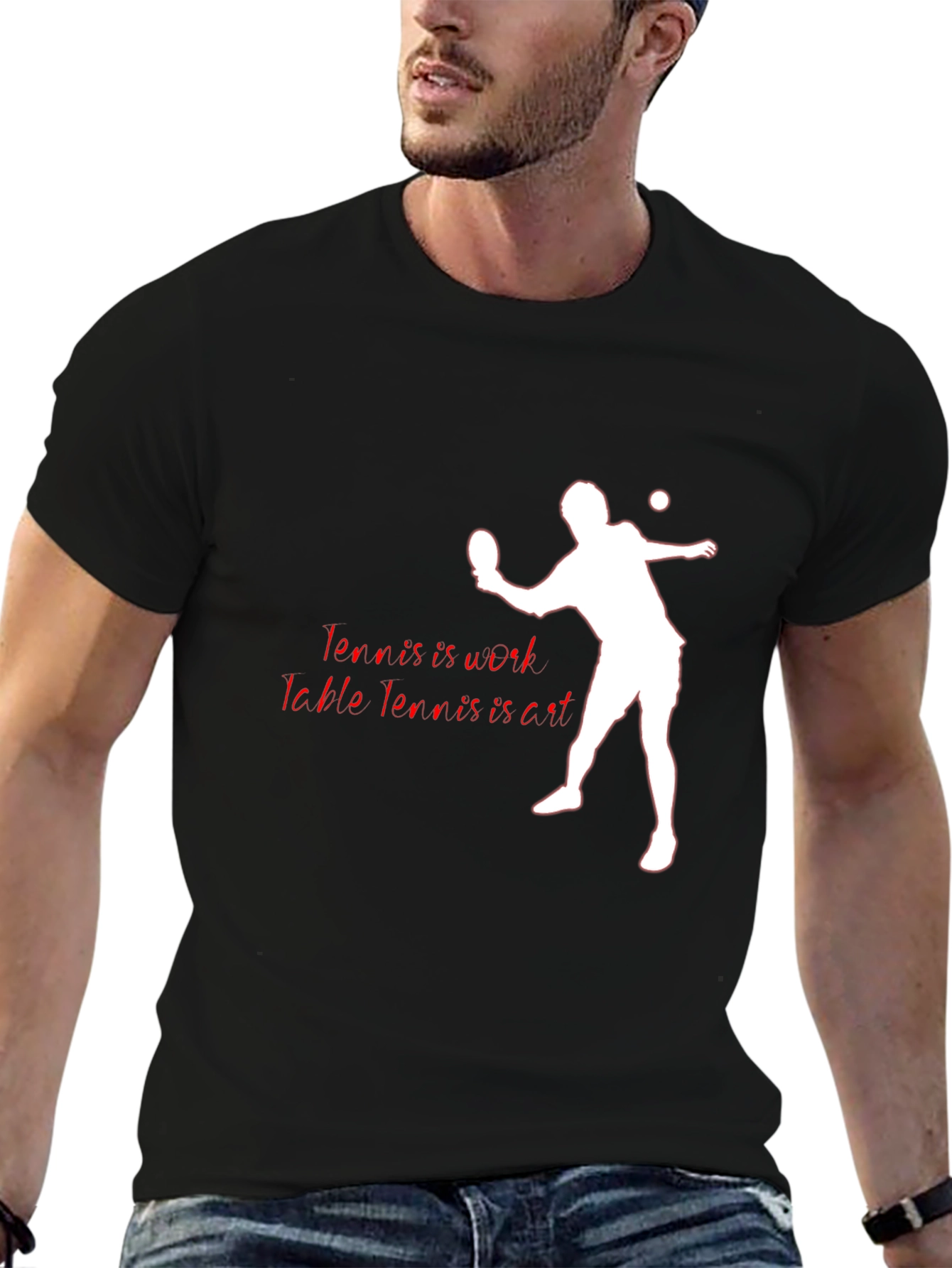 Table Tennis Art Black T-Shirt