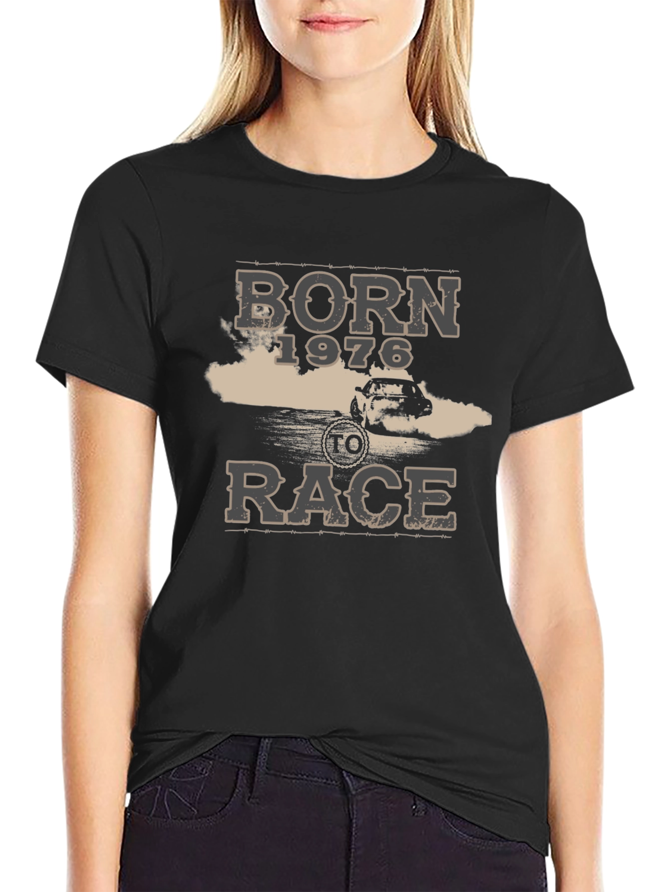 Born 1976 to Race Black Graphic Tee
