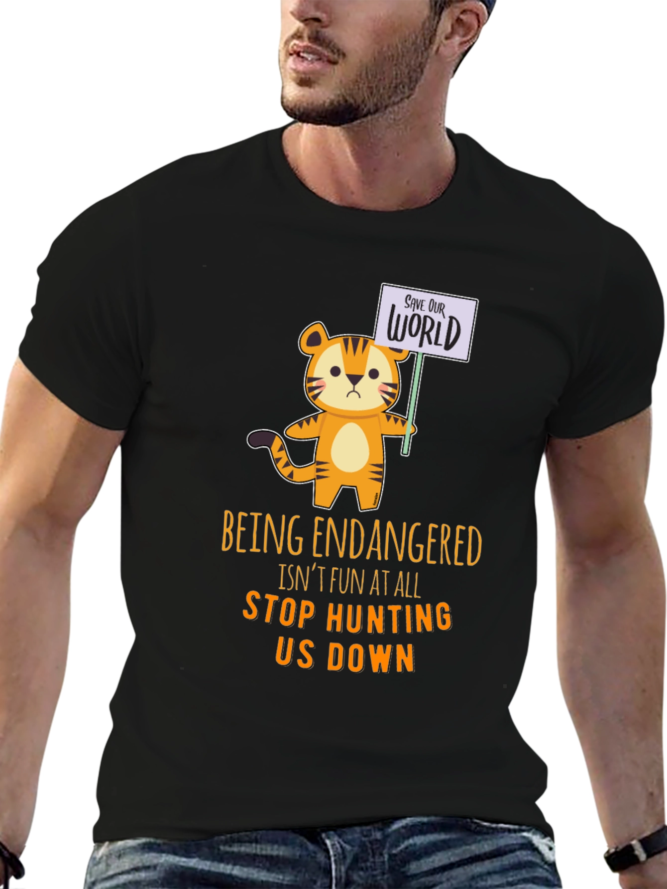 Endangered Tiger Graphic T-Shirt - Save the World