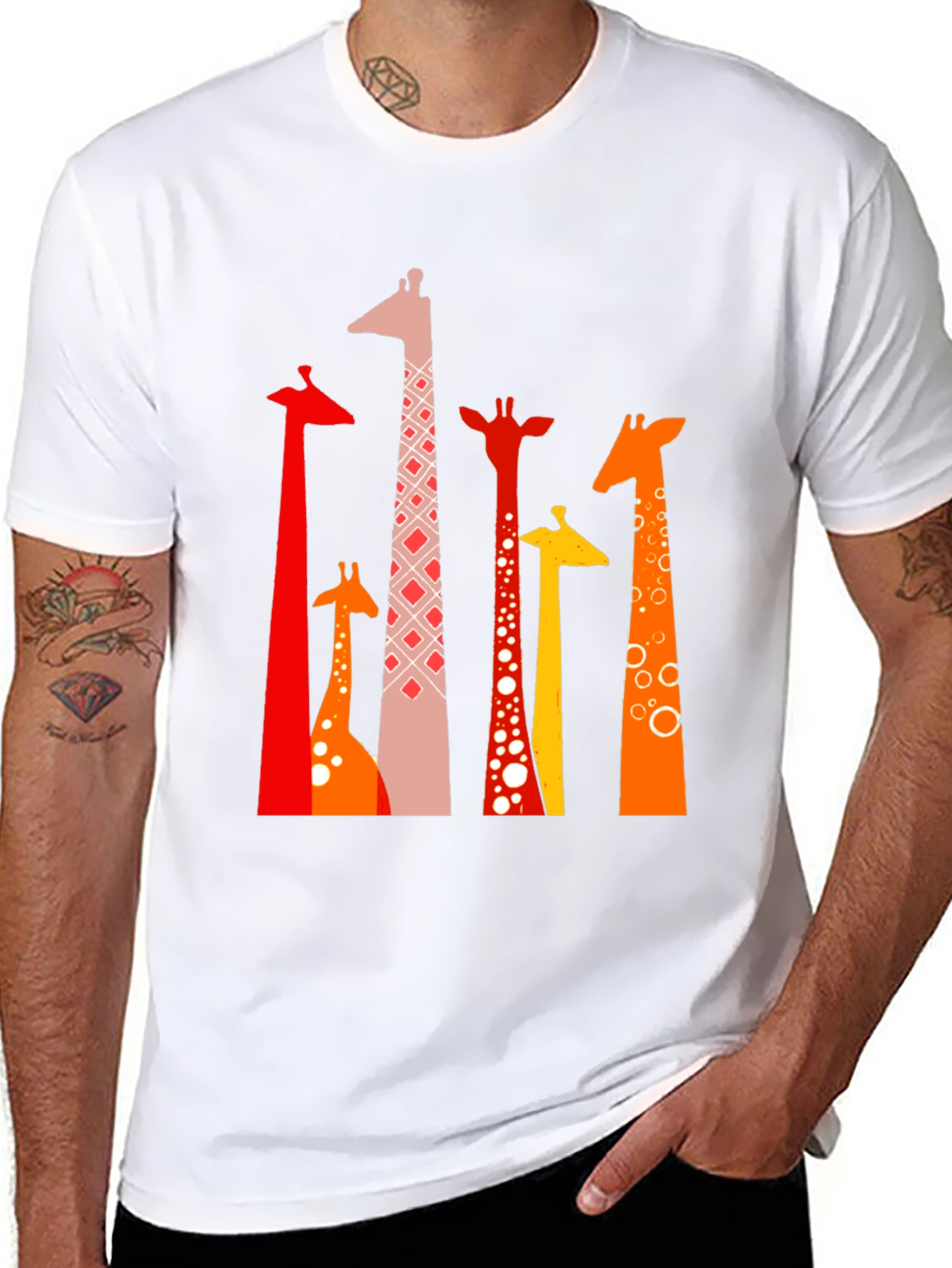 Giraffe Print Black T-Shirt