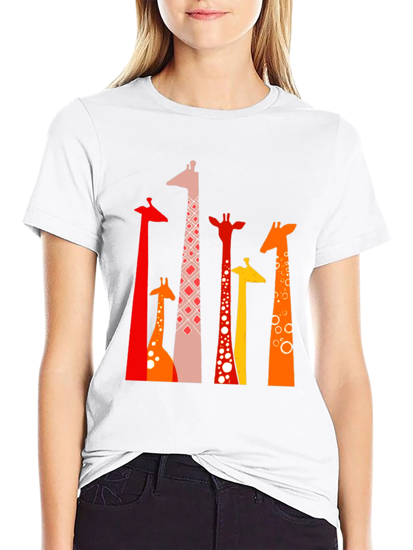 Giraffe Print Black T-Shirt