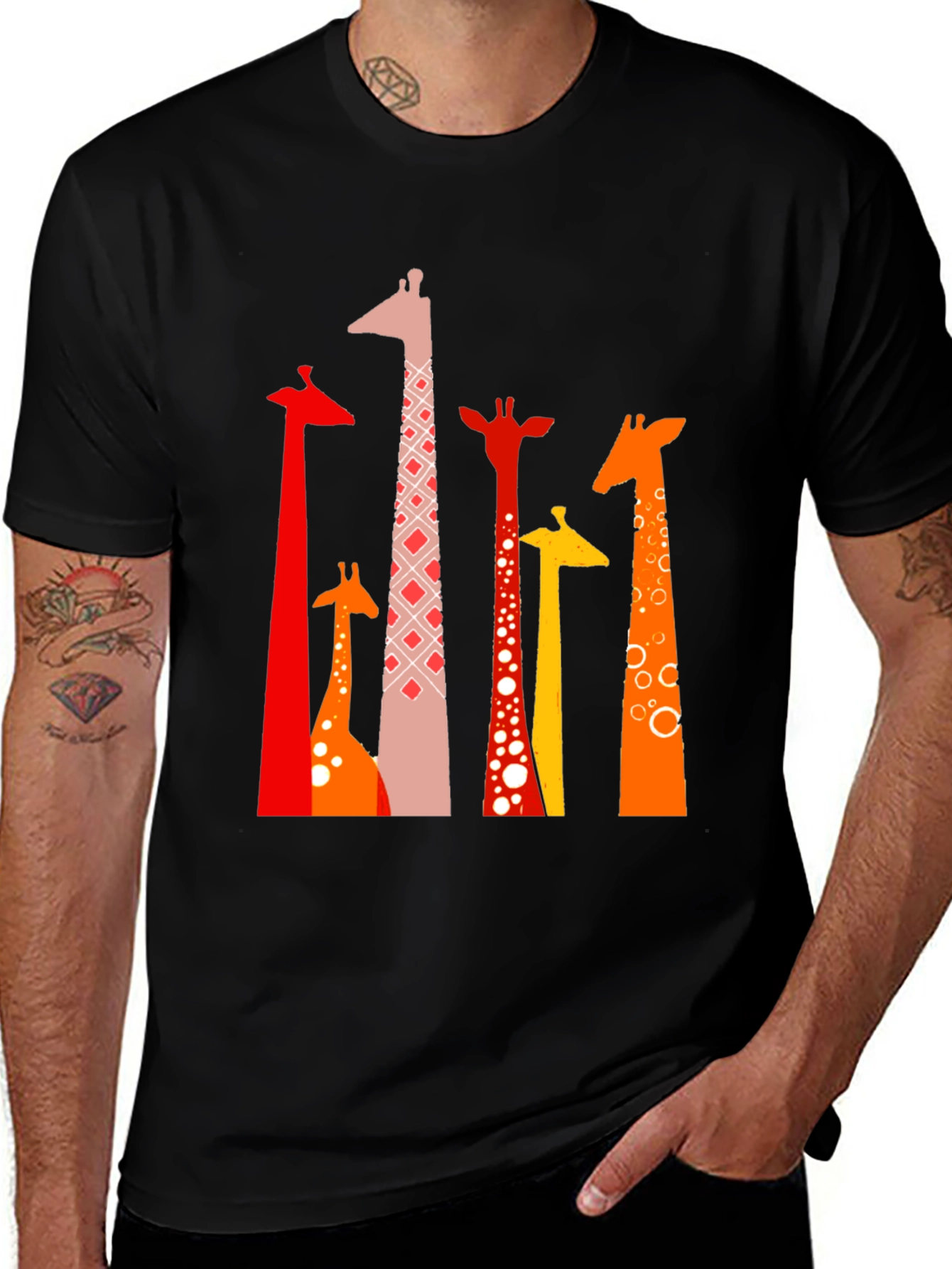 Giraffe Print Black T-Shirt