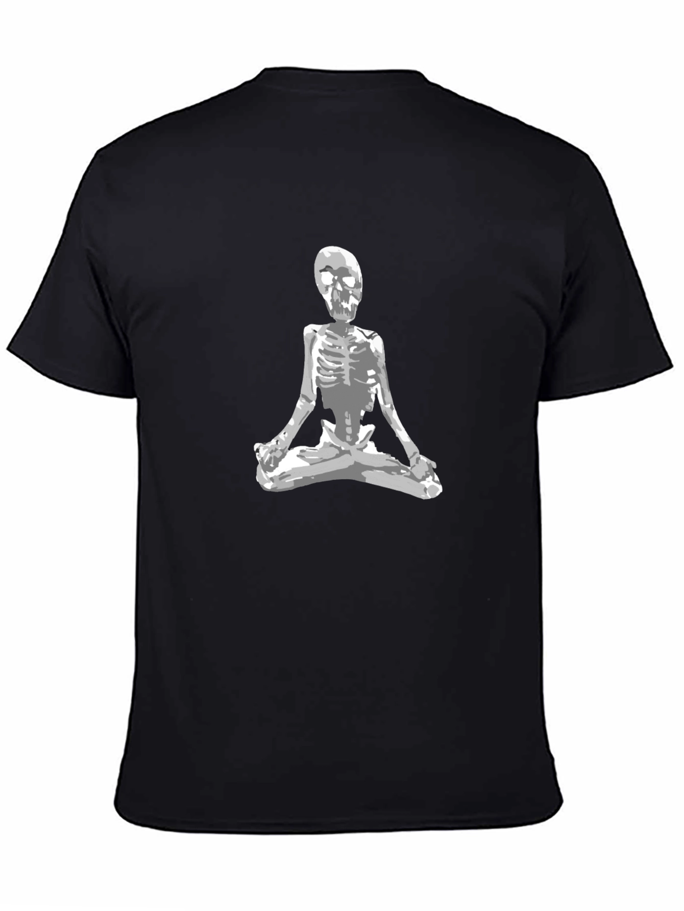 Skeleton Meditating Graphic Tee - Black Cotton T-Shirt