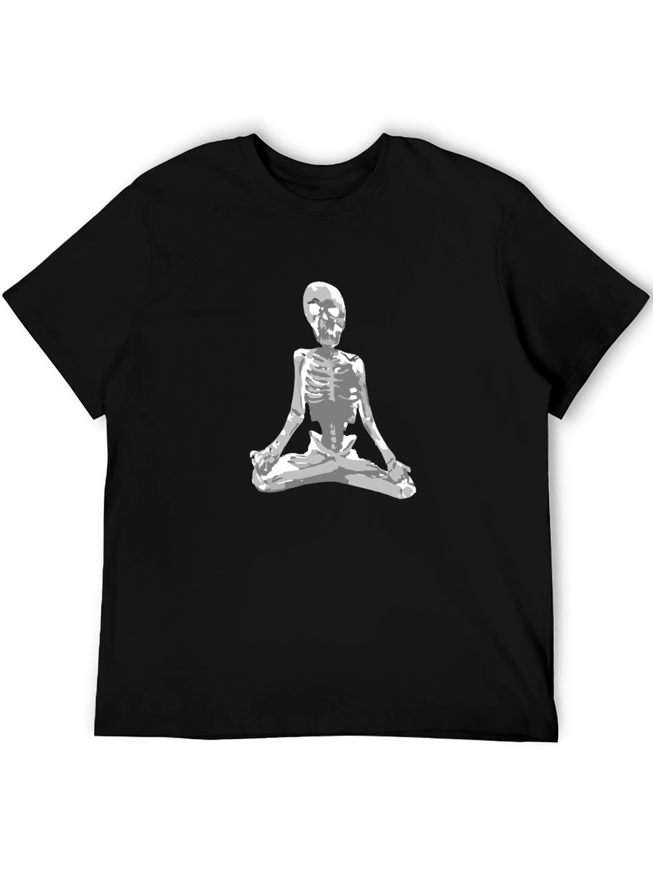 Skeleton Meditating Graphic Tee - Black Cotton T-Shirt