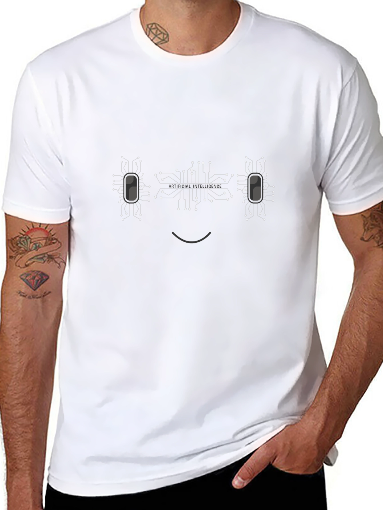 Tech Circuit Board Smiley Face Graphic Tee