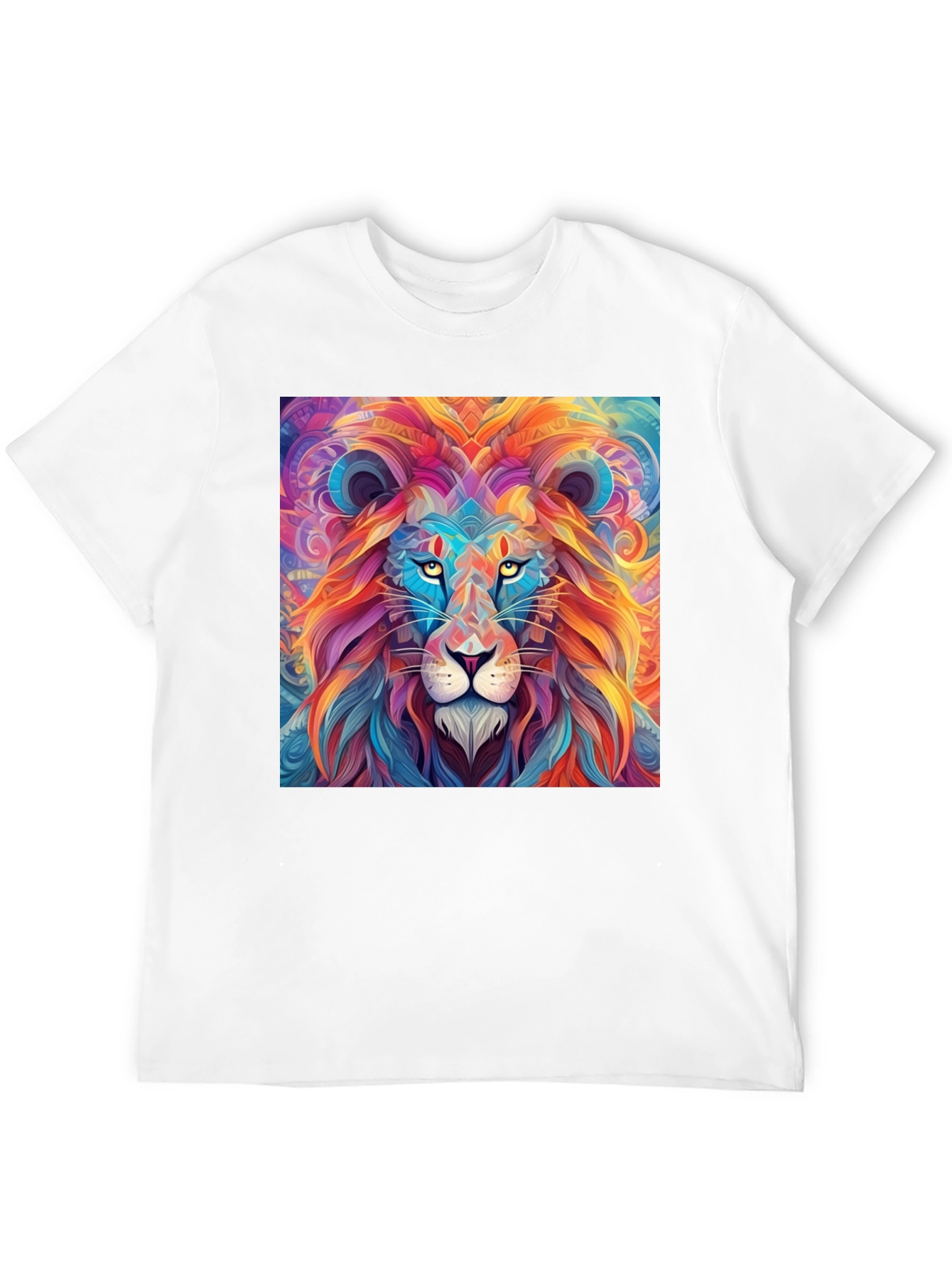 Vibrant Lion Graphic Print Black T-Shirt