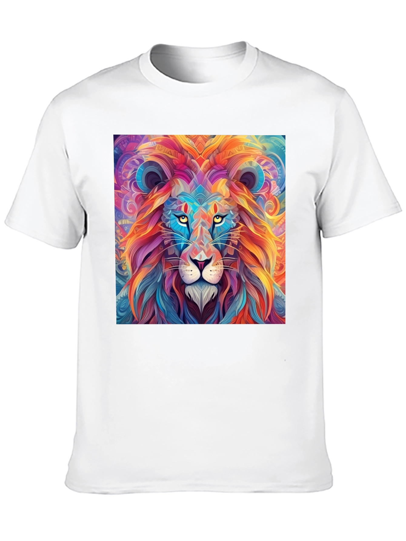 Vibrant Lion Graphic Print Black T-Shirt