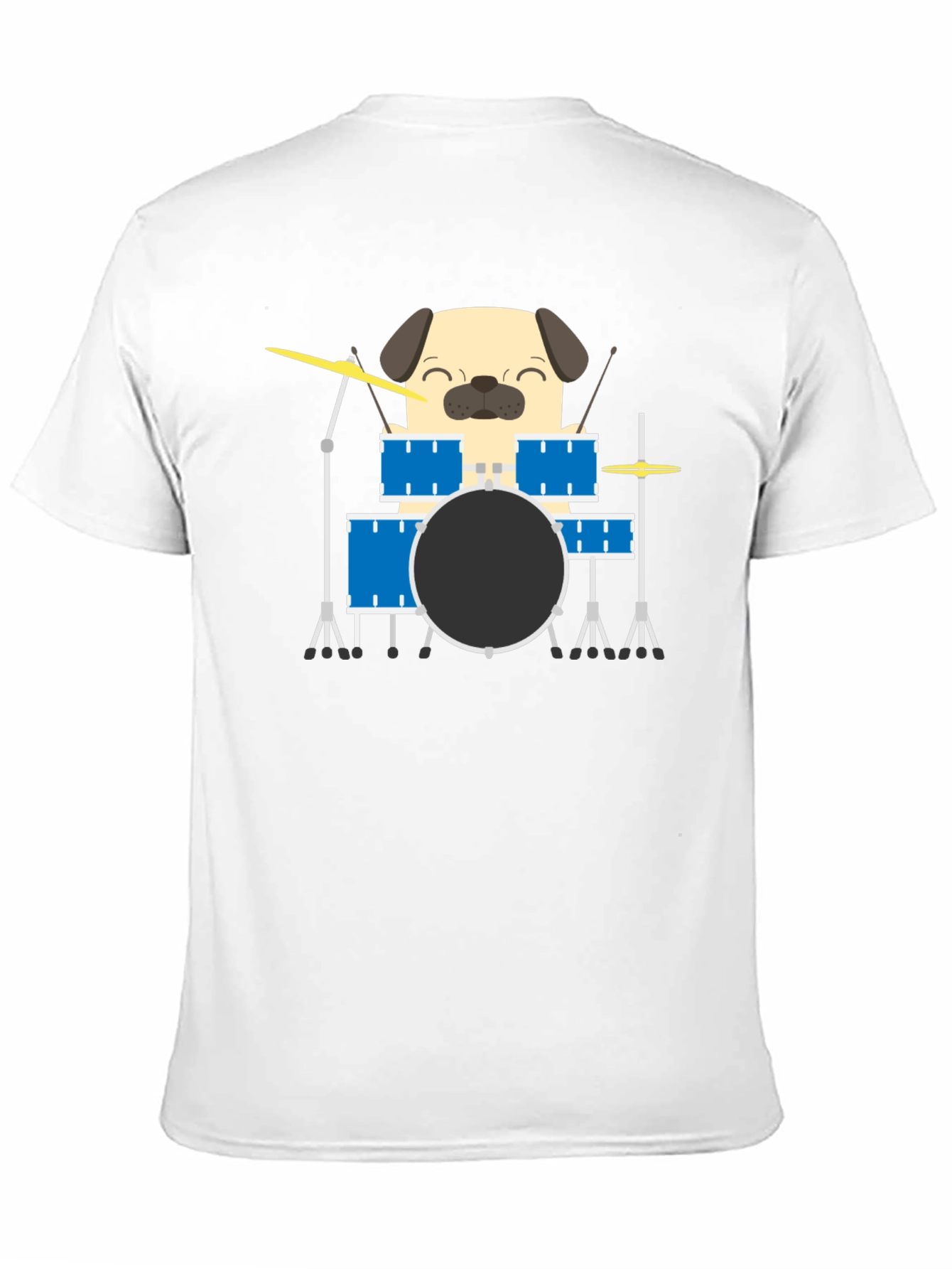 Pug Drummer T-Shirt - Funny Dog Music Tee
