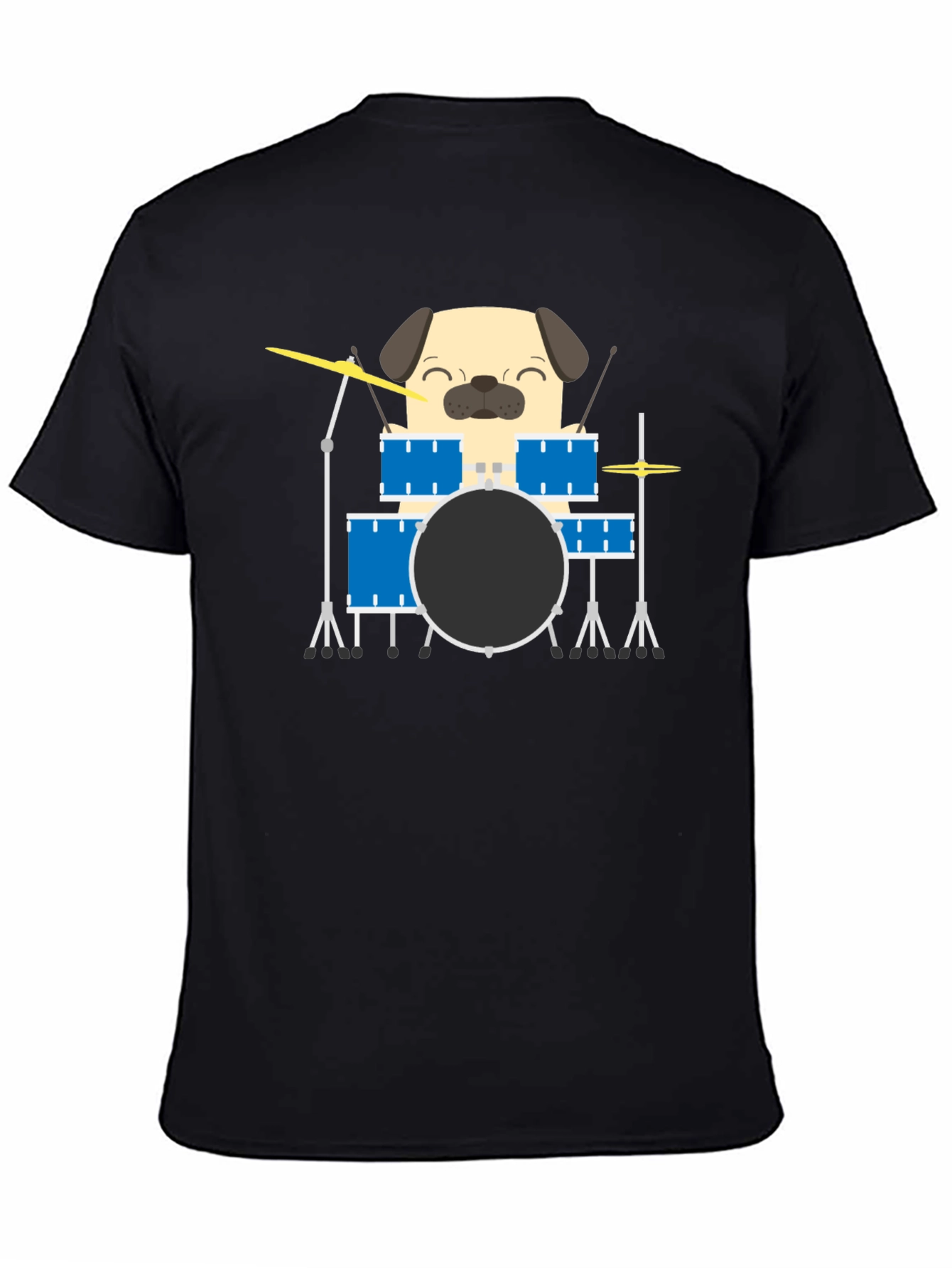 Pug Drummer T-Shirt - Funny Dog Music Tee