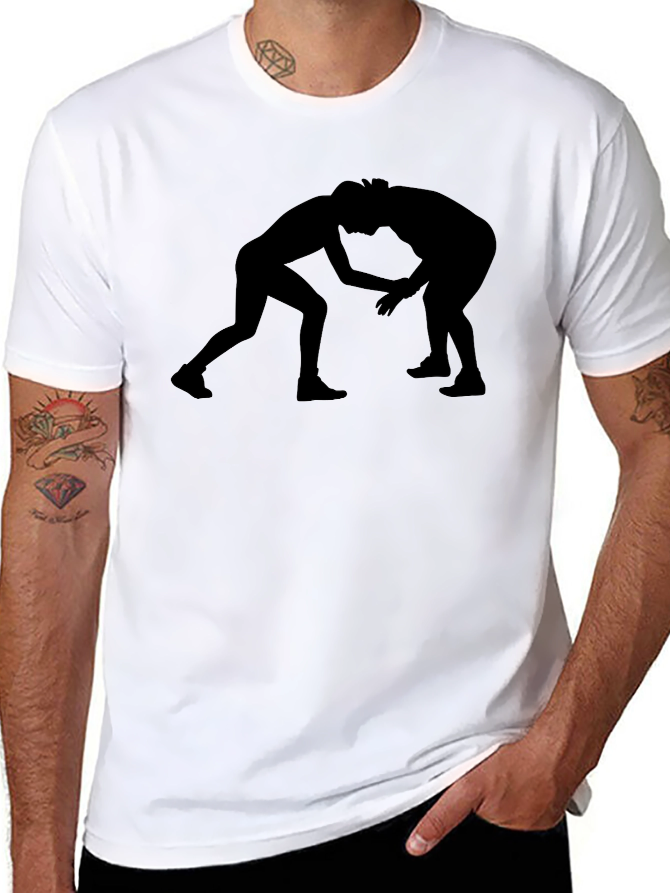 Wrestling Silhouette Black T-Shirt