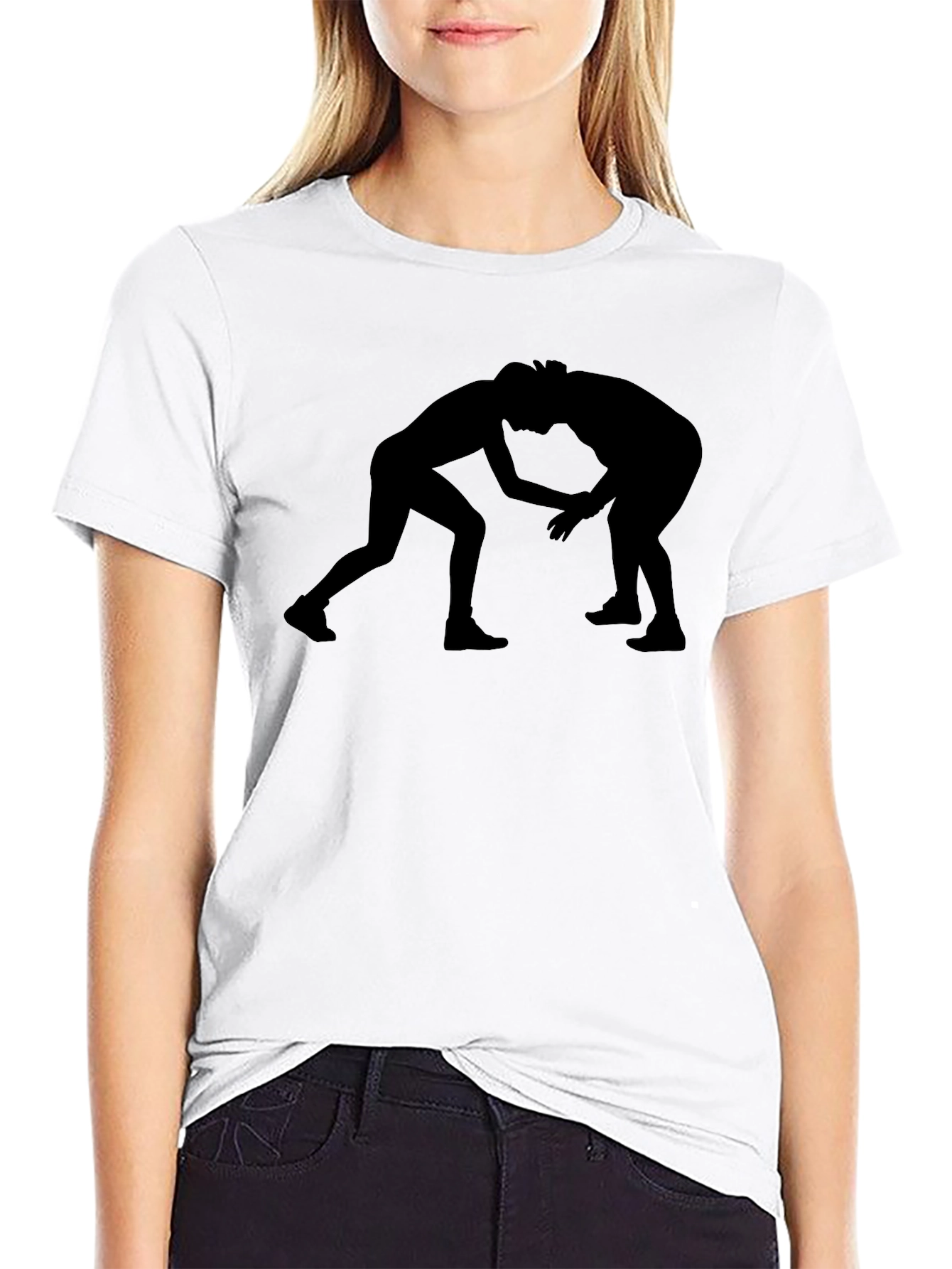 Wrestling Silhouette Black T-Shirt