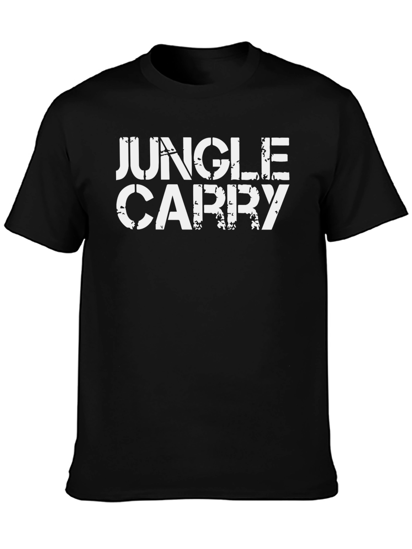 Jungle Carry Black T-Shirt - Distressed White Print