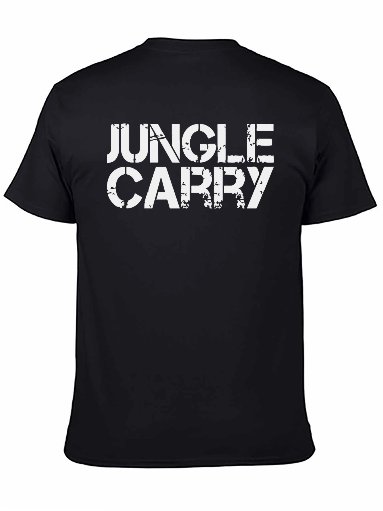 Jungle Carry Black T-Shirt - Distressed White Print