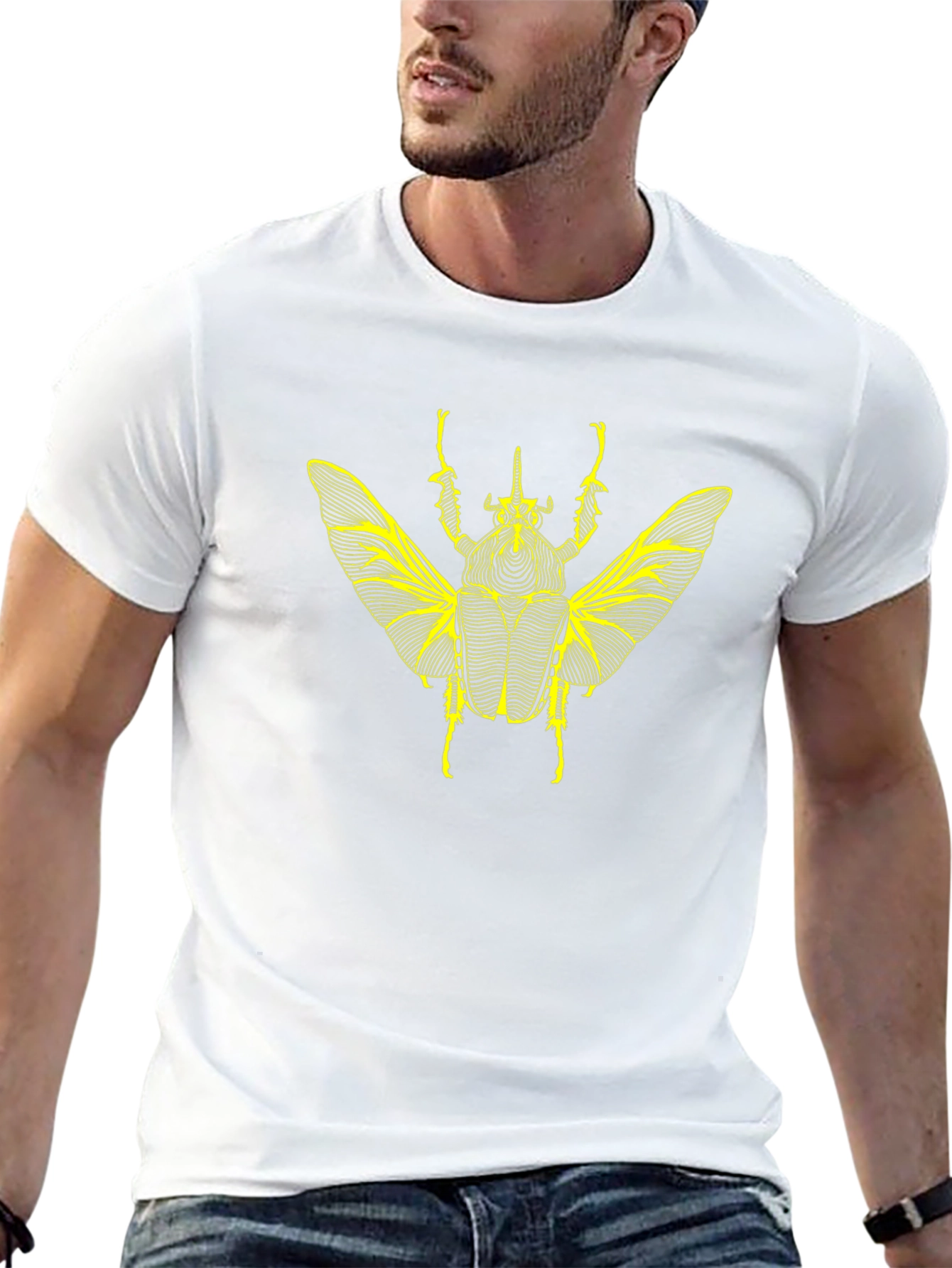 Black T-Shirt with Insect Graphic